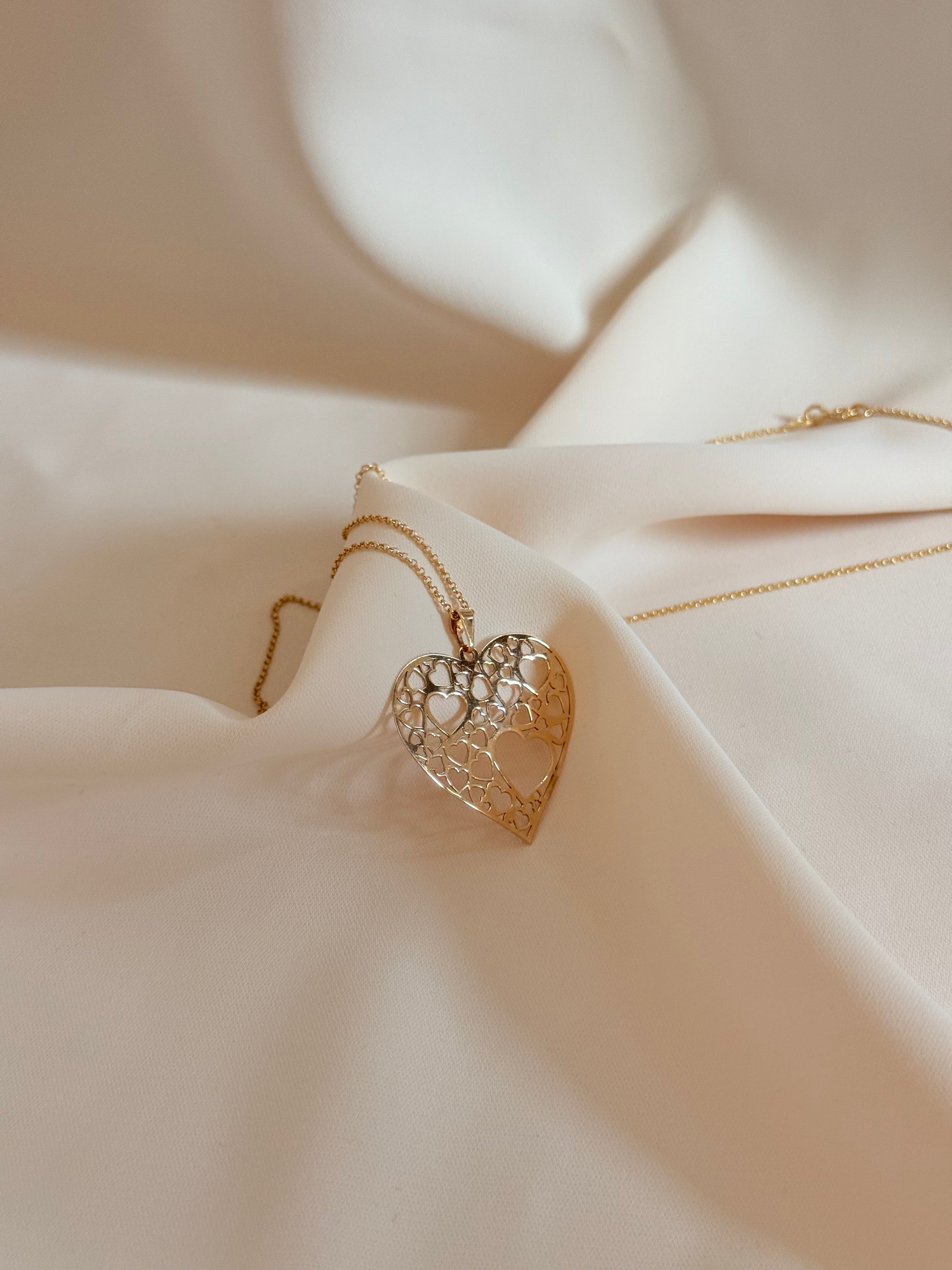 Big heart Necklace 50cm 14K