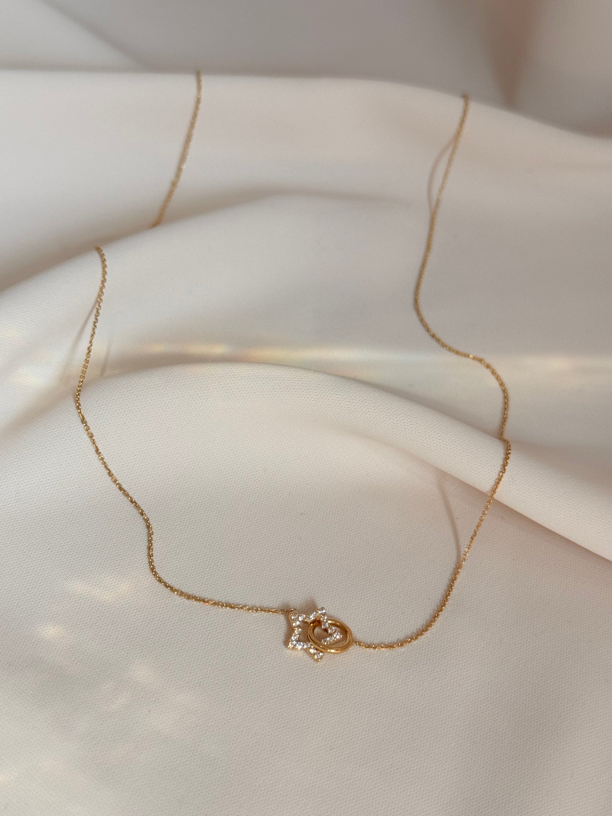 Zirconia Star Necklace 42cm 18K