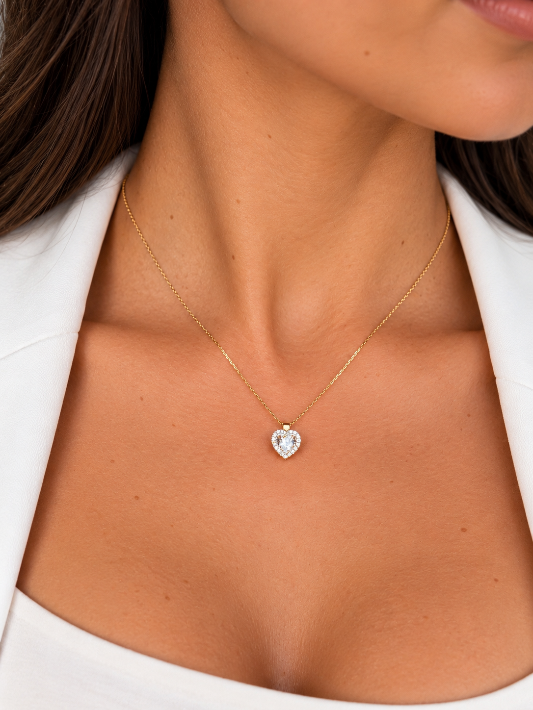 Punto de Luz Corazon De Diamantes Naturales Ajustable 45cm