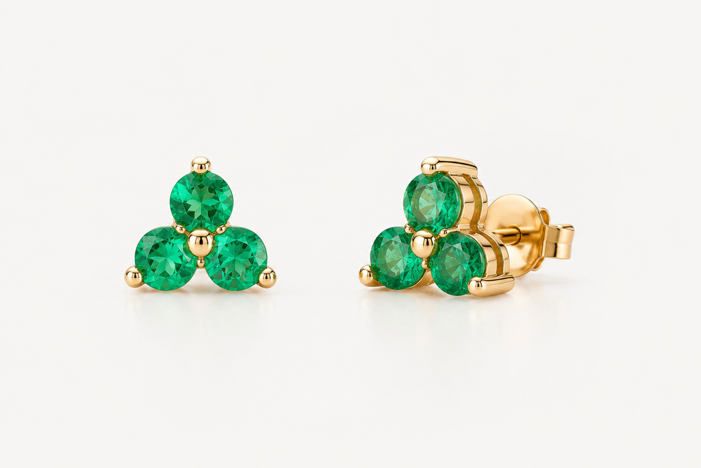 Trebol Esmeralda 14k