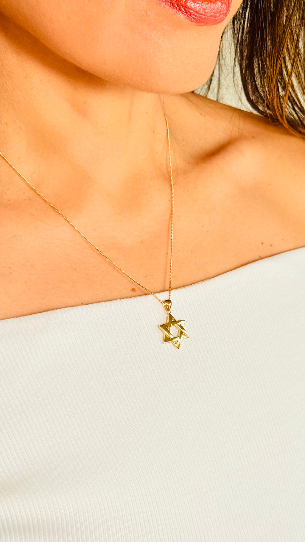 Necklace Adjustable & David Star 14k 45cm