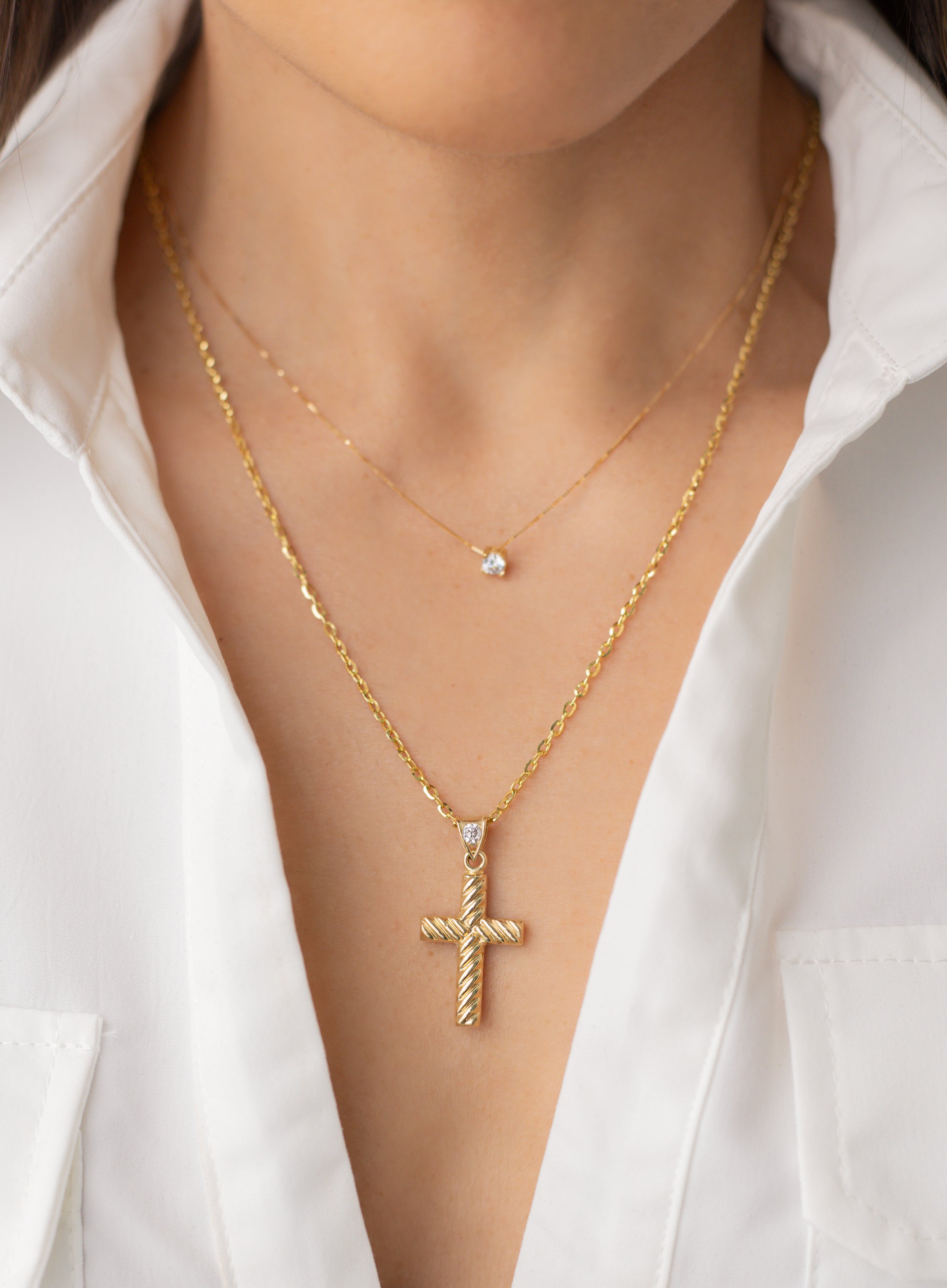Cross Necklace 51cm 14K