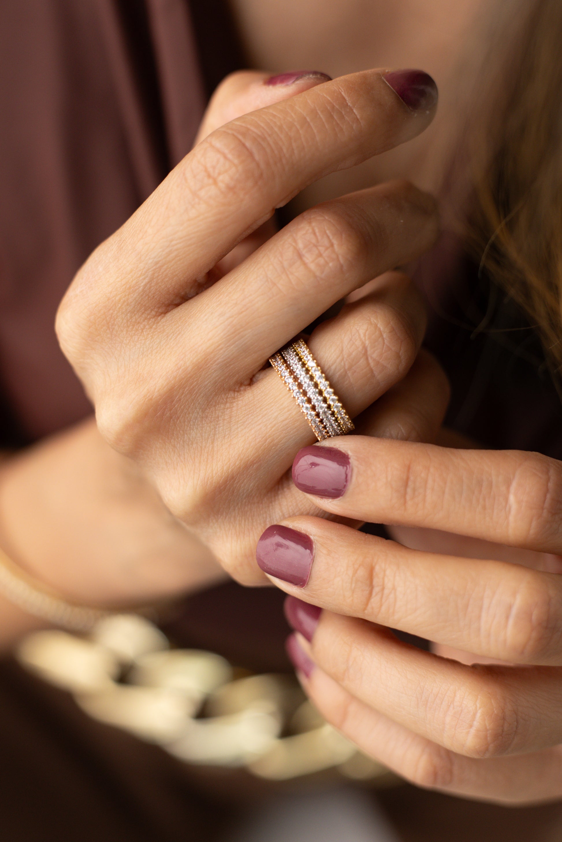 Diamanta 18K 5/2 Size trio tricolor