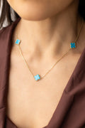 Special Turquoise Flower Necklace 14k