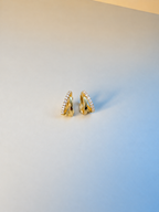 Argollas Dobles con zirconia 14k 1,3cm Diametro