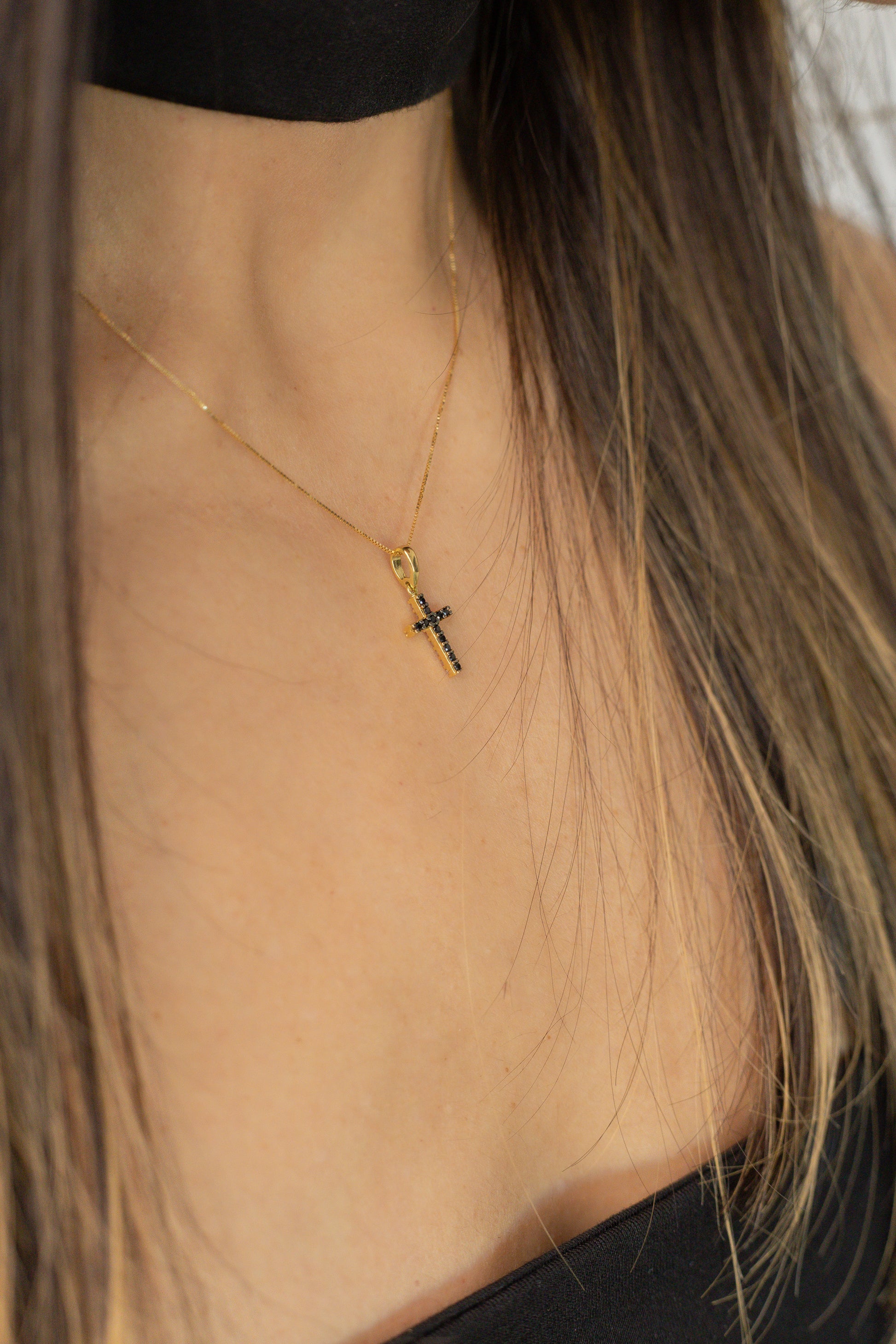 Reversible Cross Necklace 40cm 18k