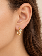 Argollas Cruz zirconia 14k 1,2cm Diametro