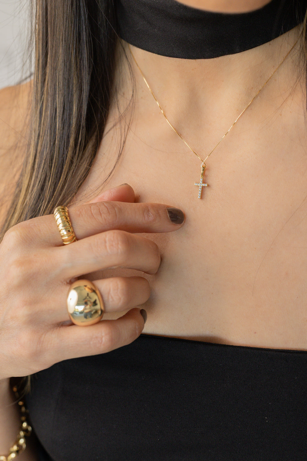 Reversible Cross Necklace 40cm 18k
