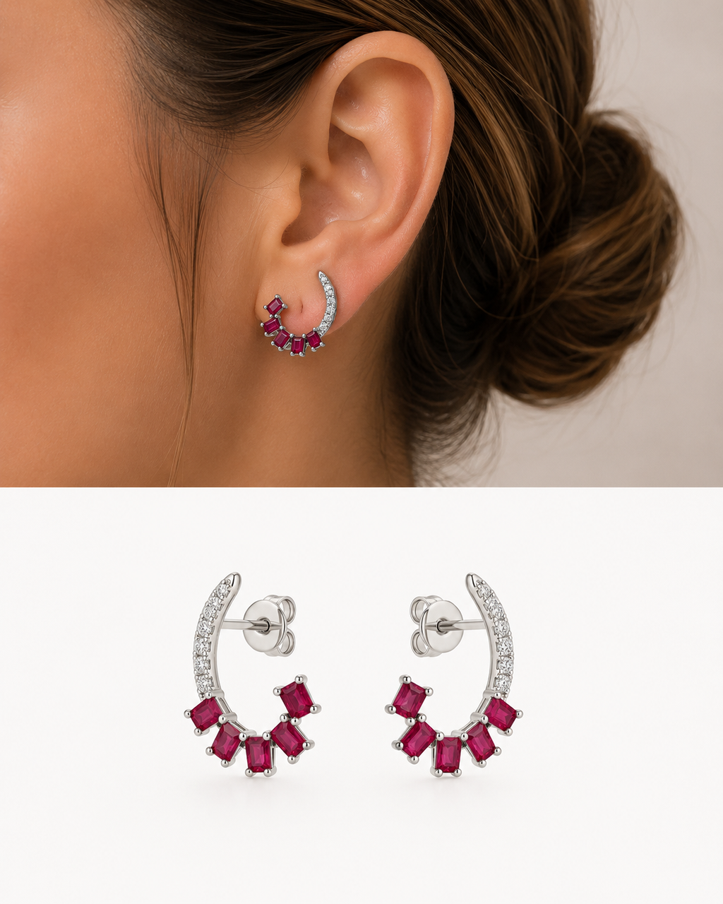 Rubis Rojos & Diamantes 14k