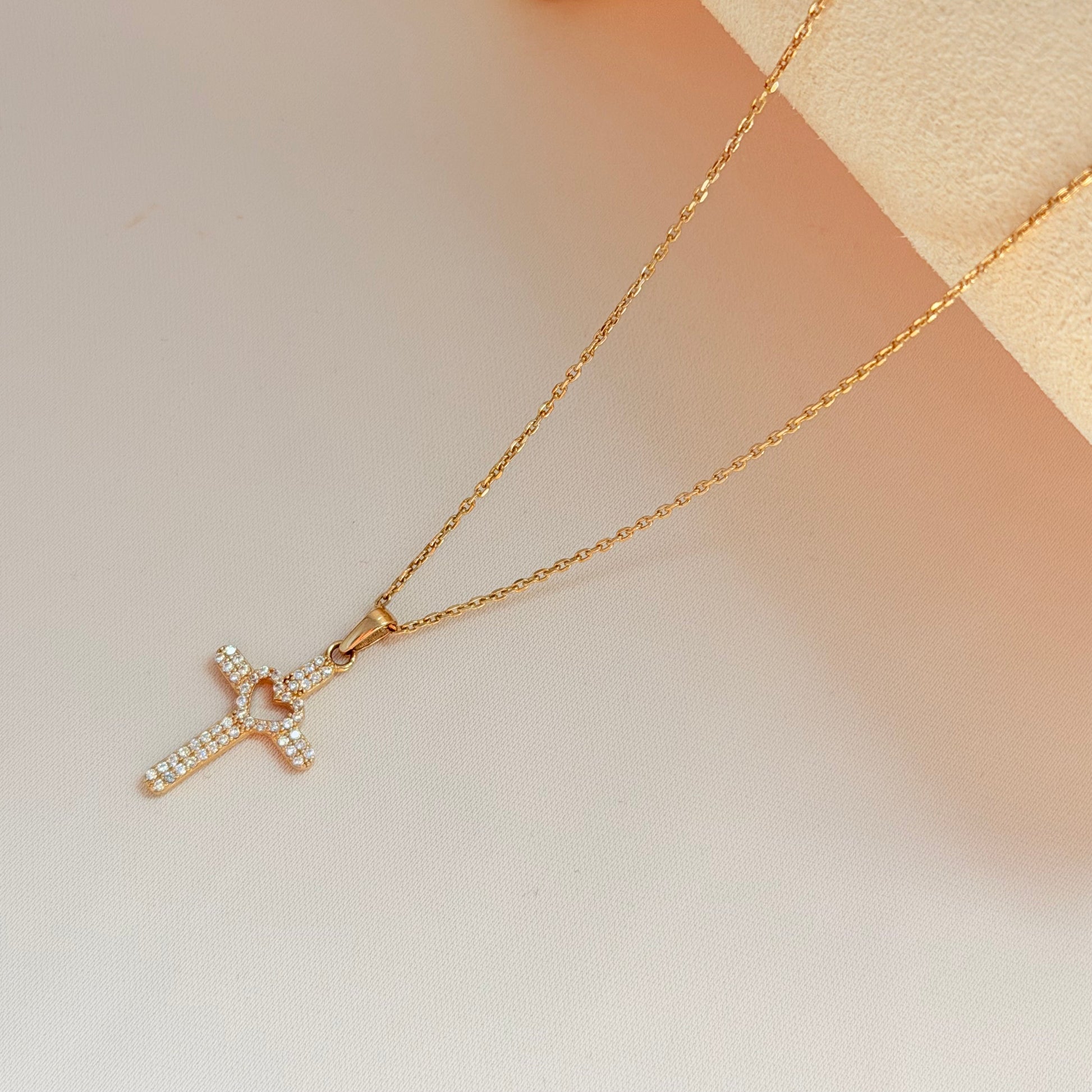 cross & necklace 14k 40cm