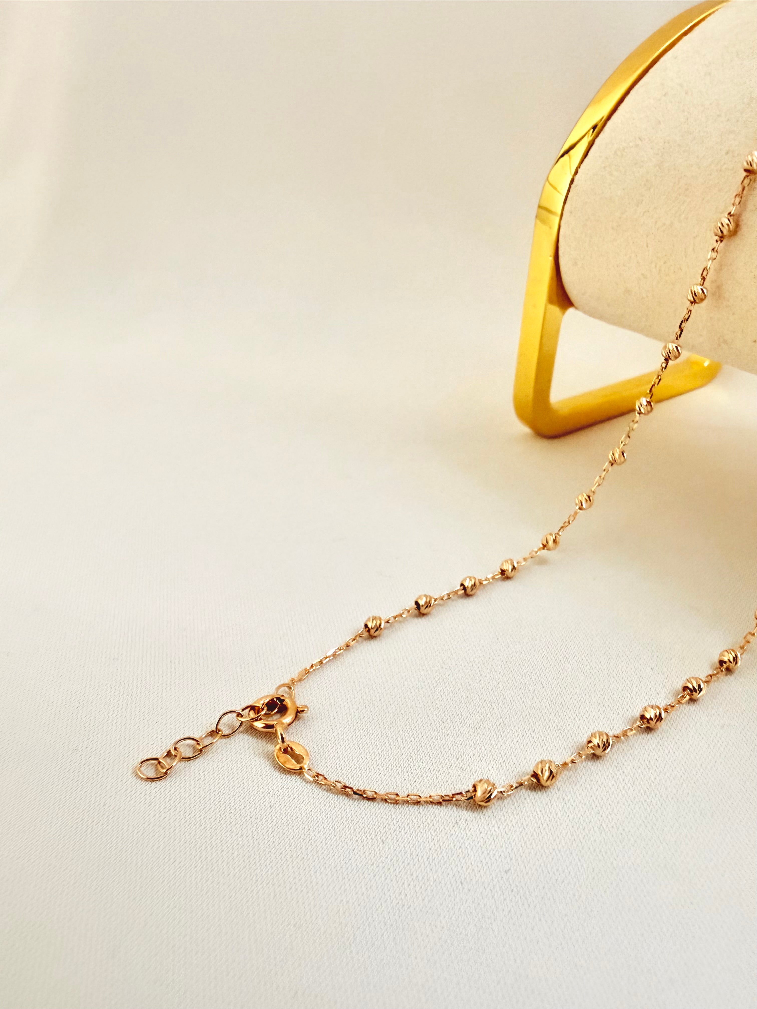 Milano Gargantilla 14k Balines Adiamantados ajustables 44cm