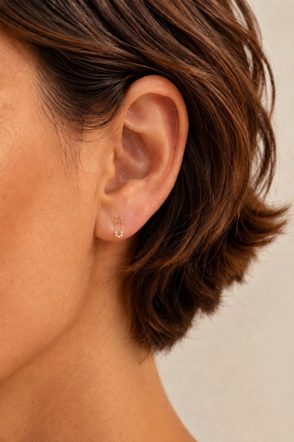 Zirconia Clip Stud 14K