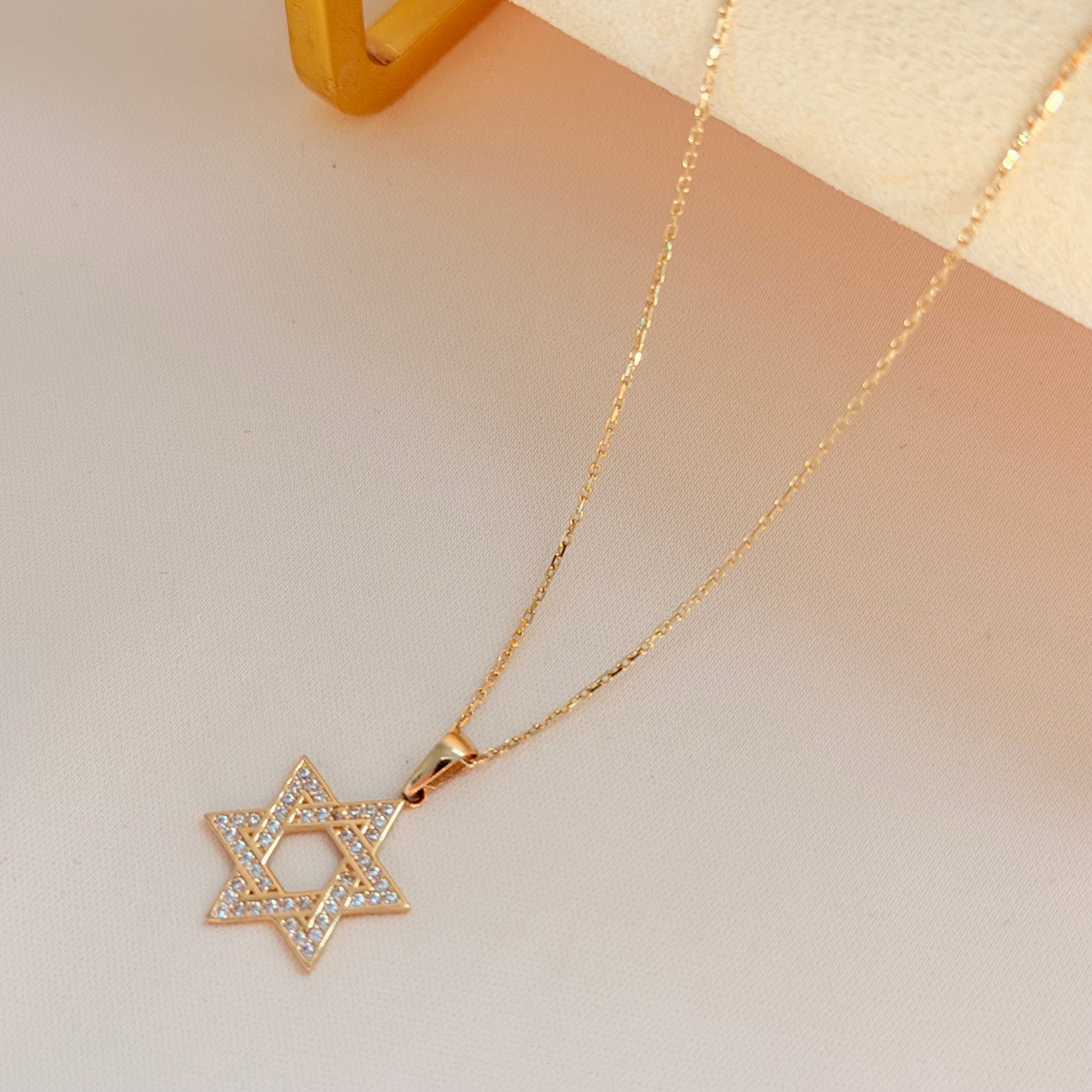 Estrella de david & Cadena 14k 40cm