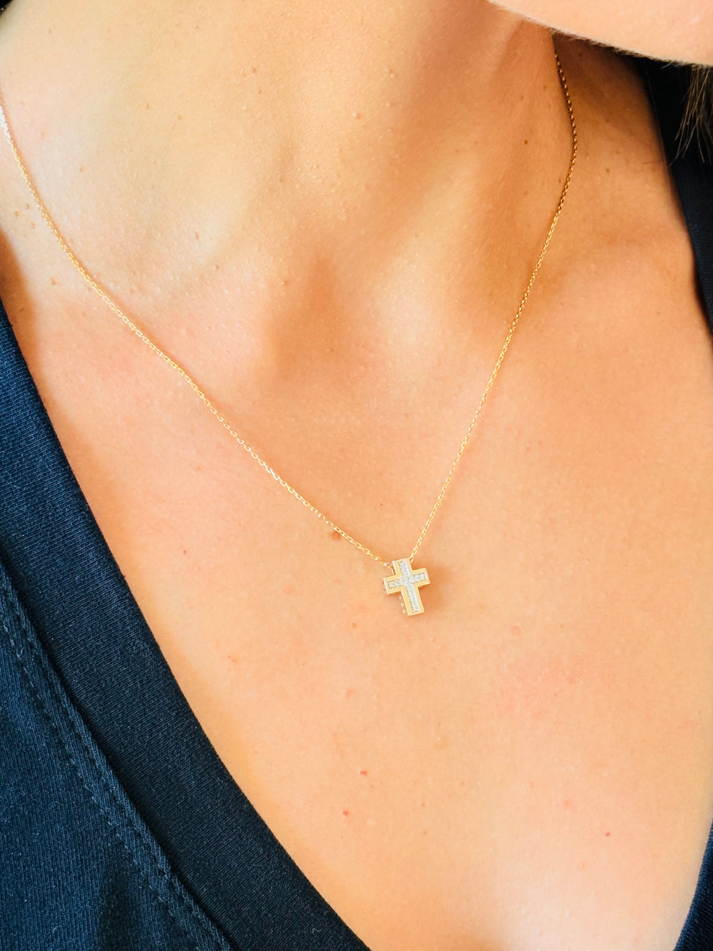 Cadena & Cruz Diamantes Naturales 14k