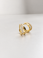 Argollas Dobles con zirconia 14k 1,3cm Diametro