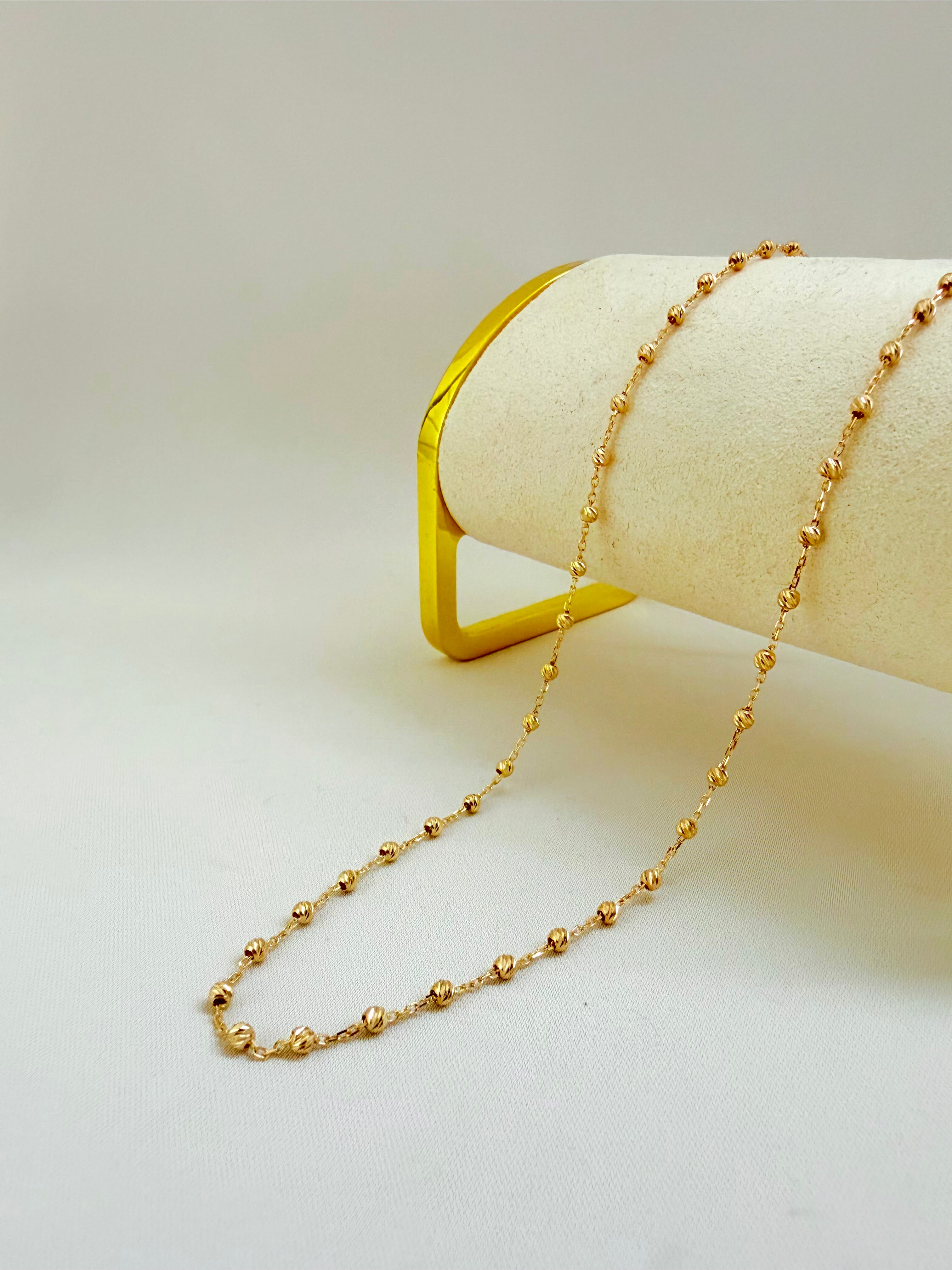Milano Gargantilla 14k Balines Adiamantados ajustables 44cm
