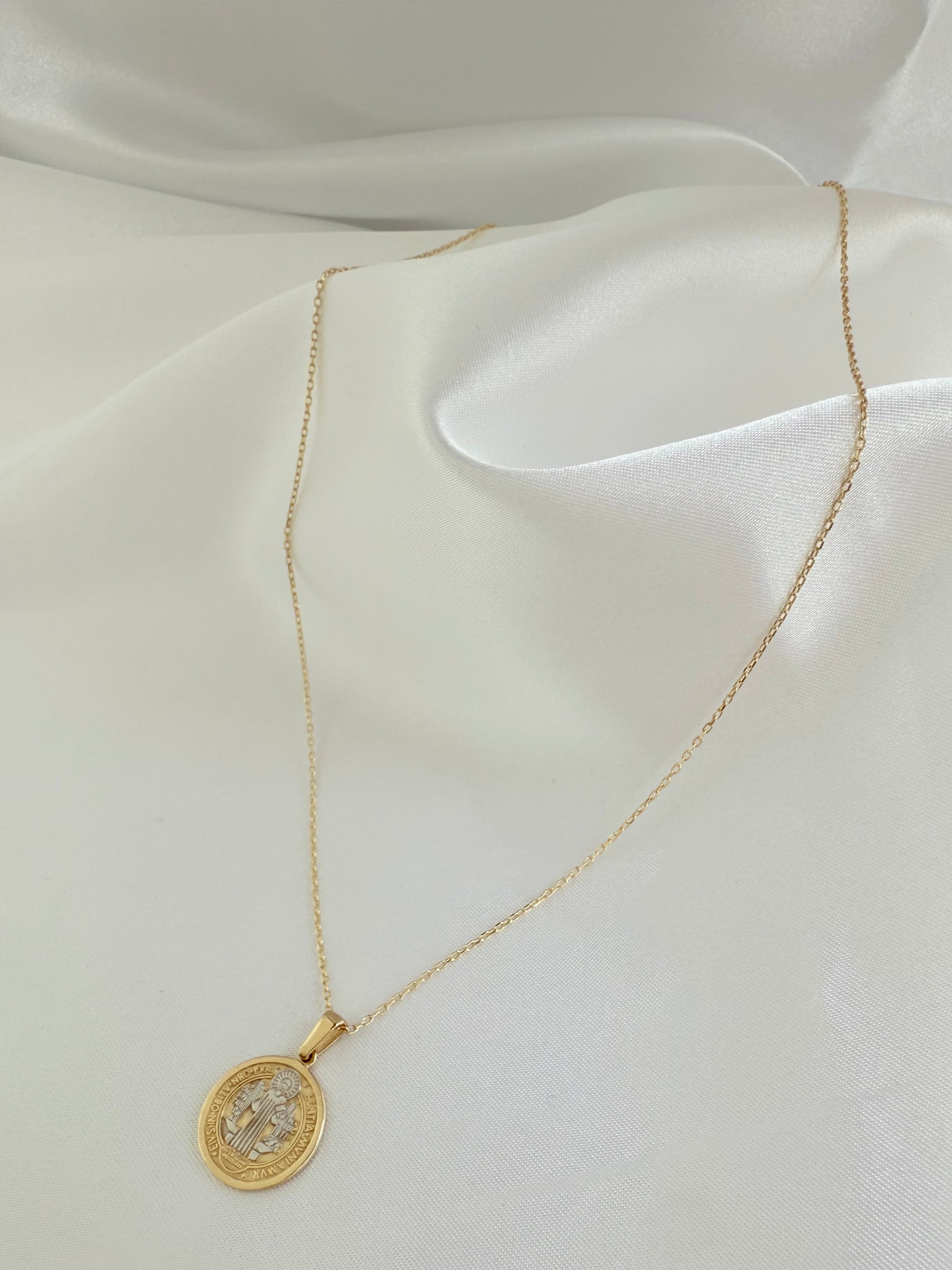 San Benito Coin Necklace 40cm 14k