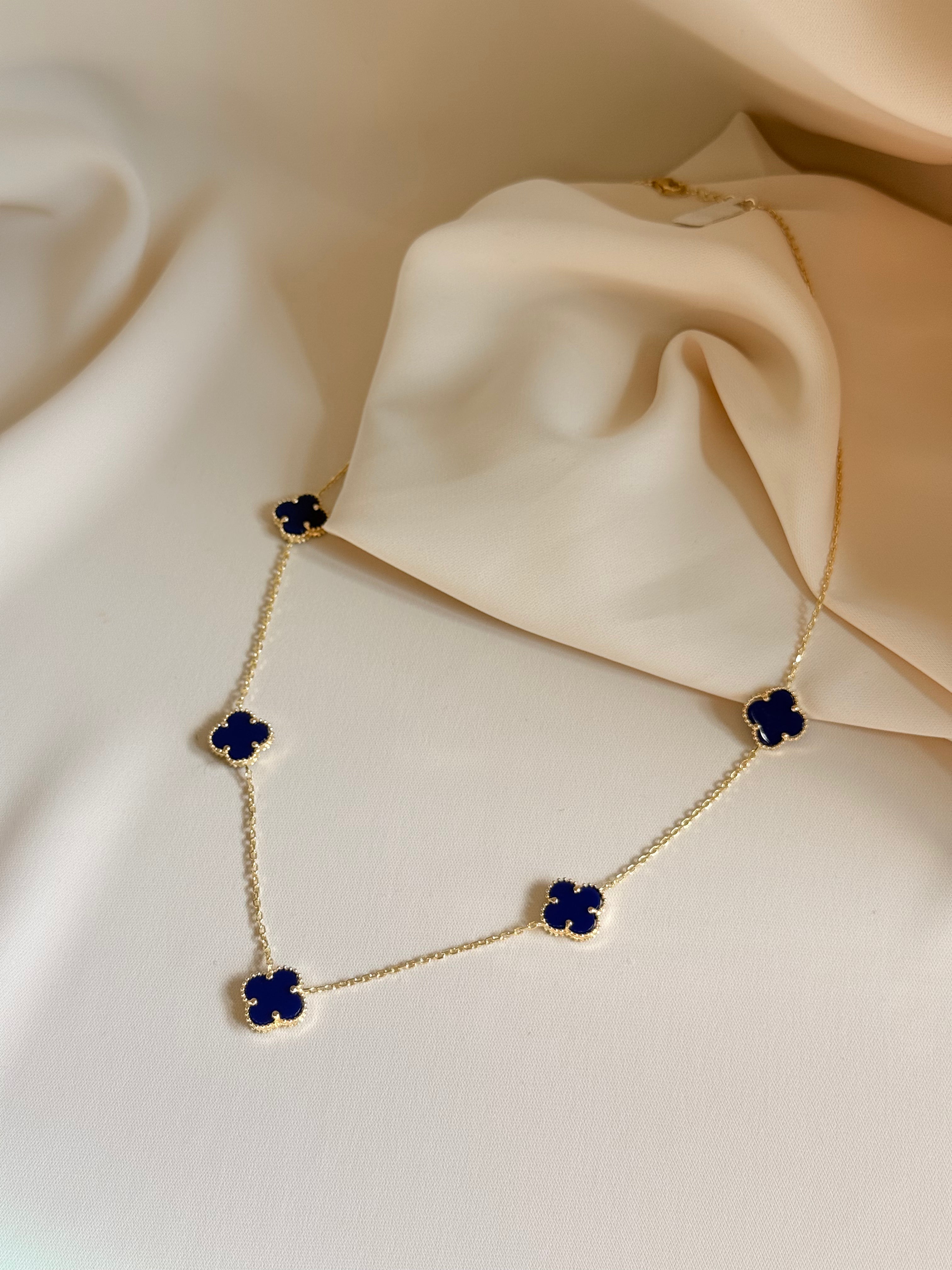 Dark blue Necklace adjustable 45cm 14K