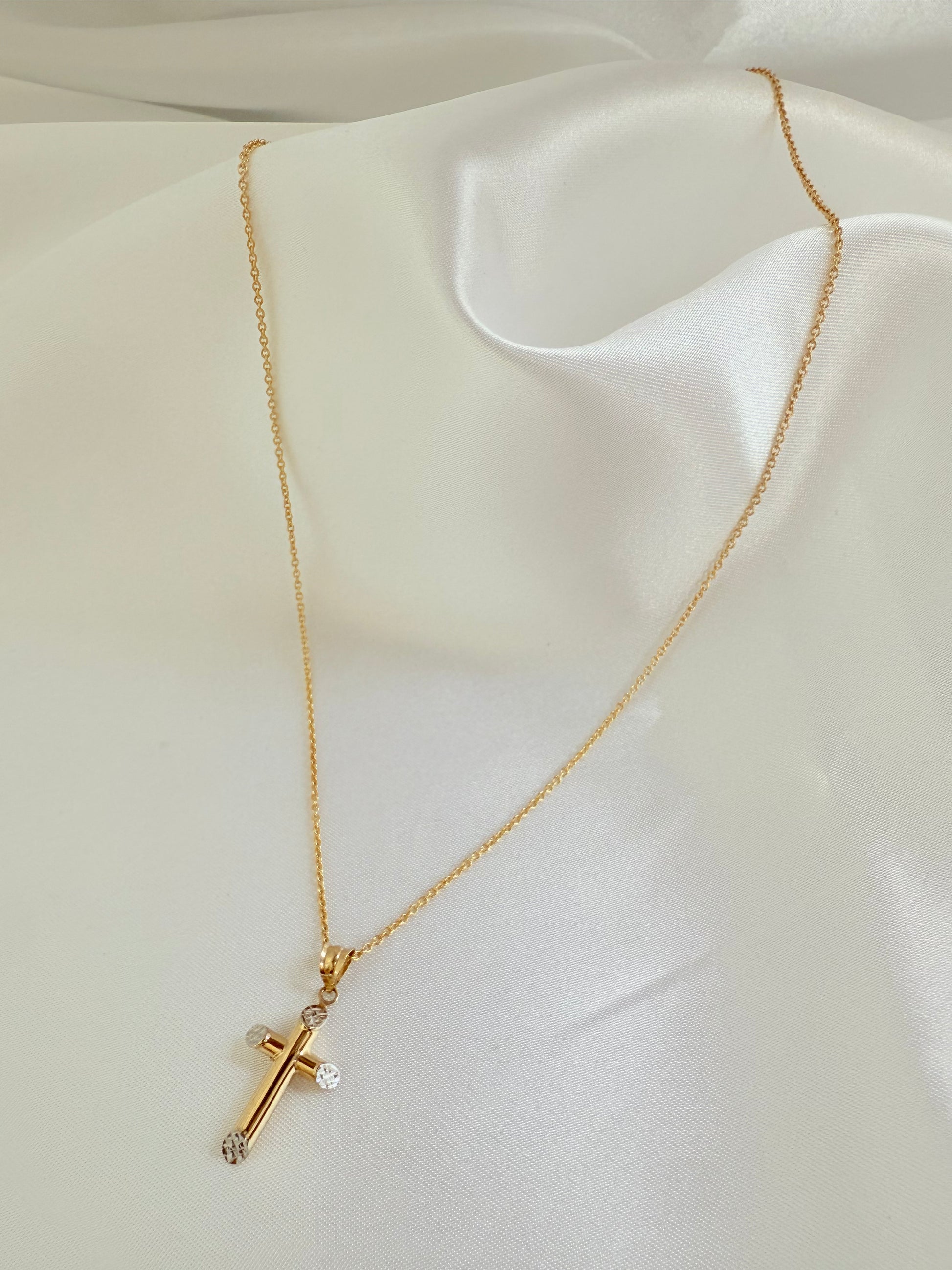 Elegant style  cross Necklace 44cm Adjustable 14k