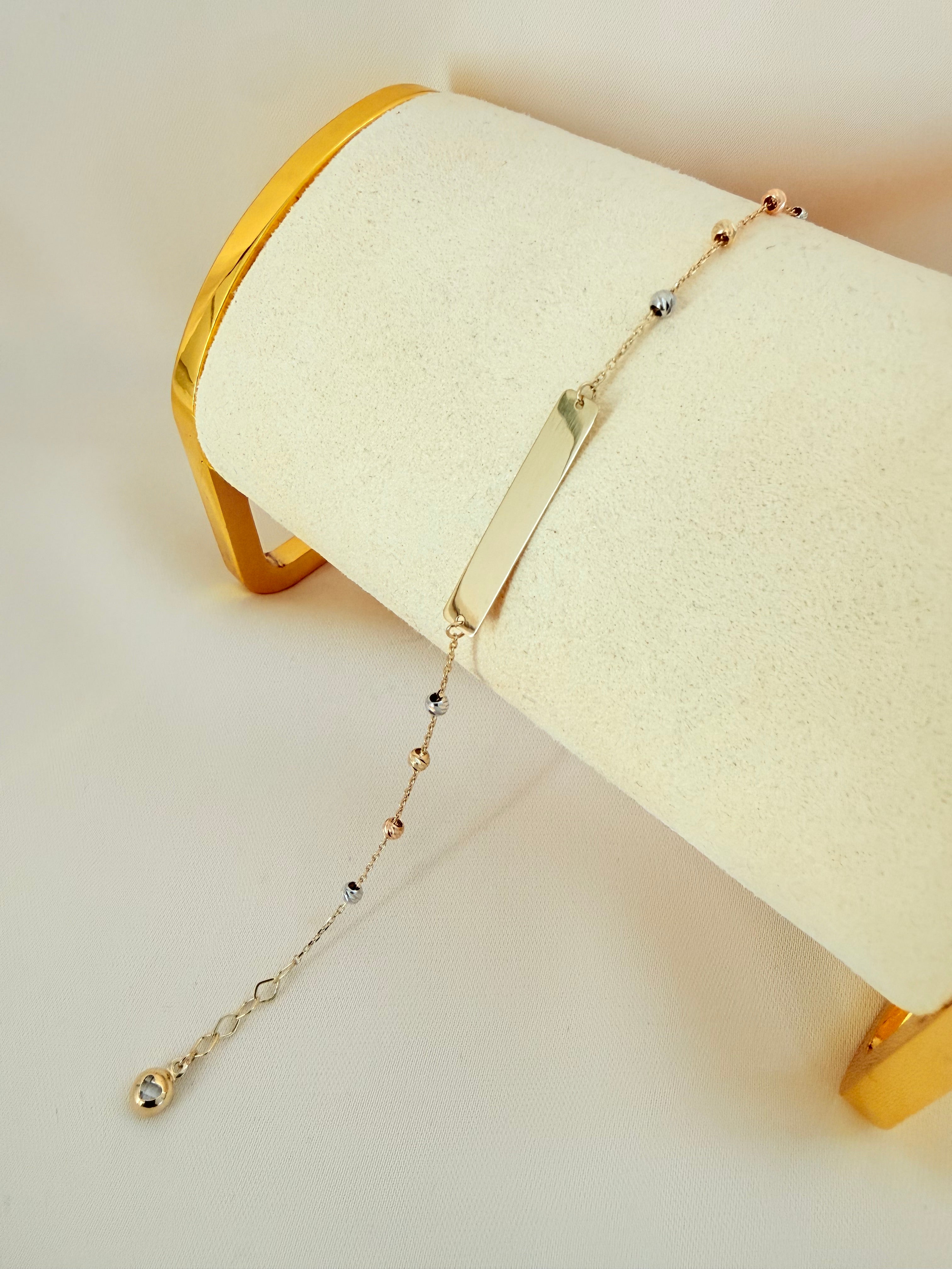 Tricolor Gold Diamont Cut 14k 16cm