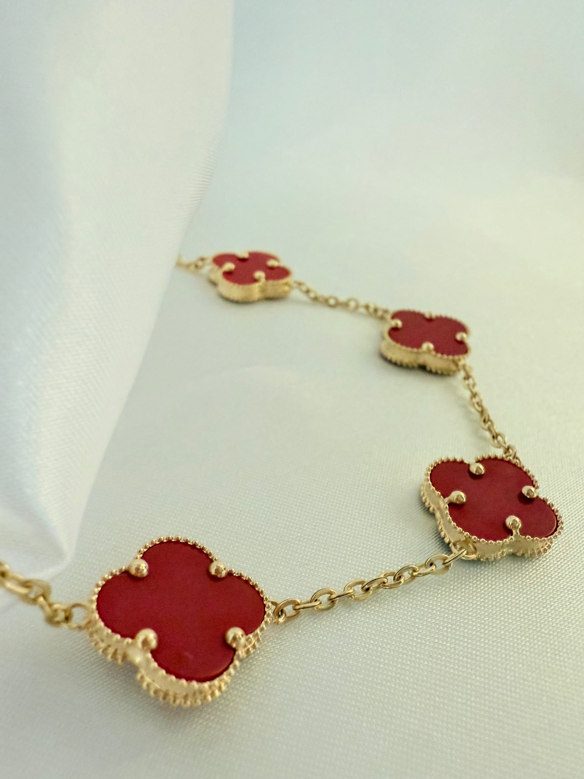 Fancy Red Flower bracelet 14k