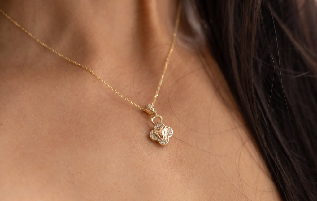 Zirconia Flower Necklace 40cm 14K