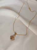 Zirconia Flower Necklace 40cm 14K
