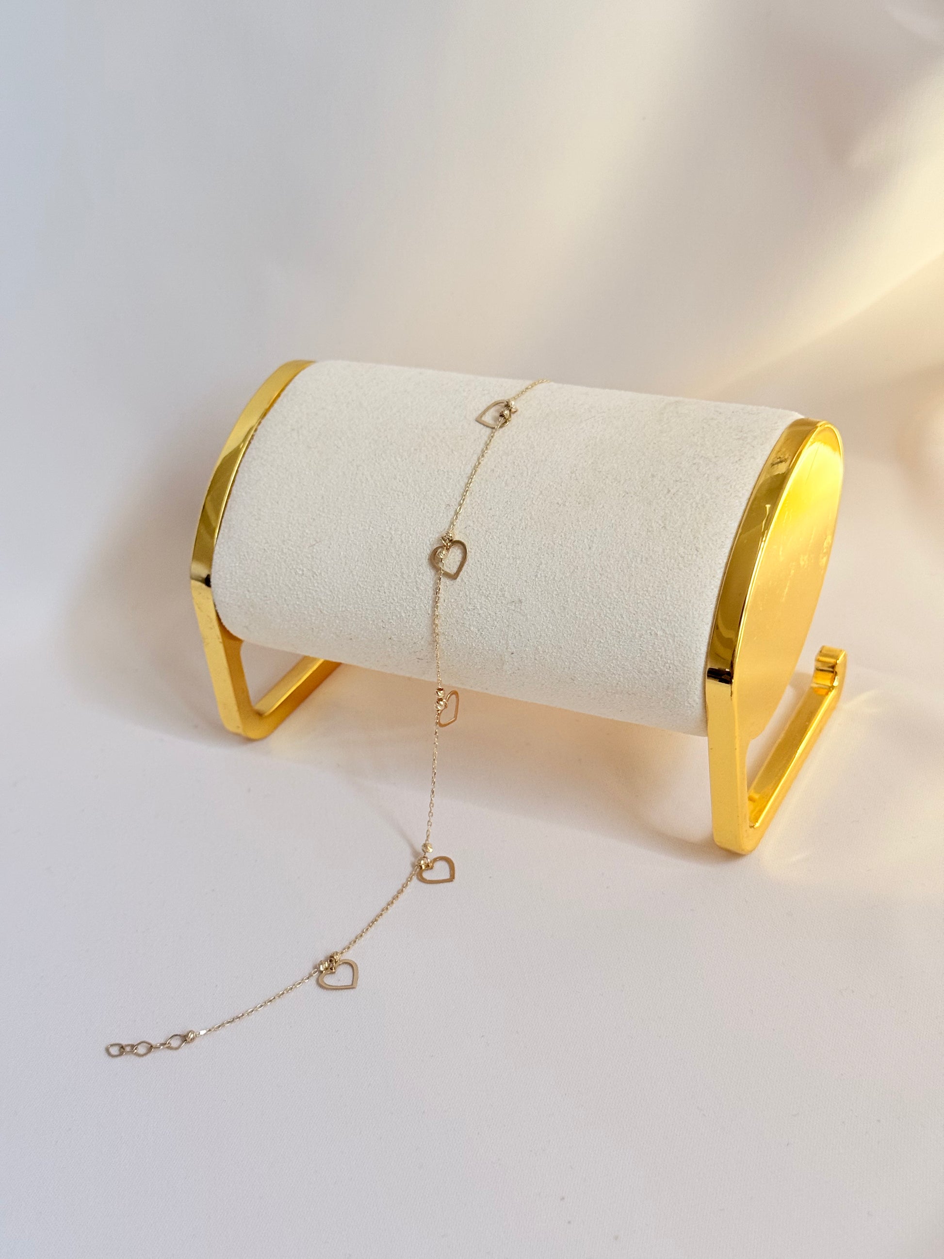 Heart Anklet 25cm Adjustable 14K