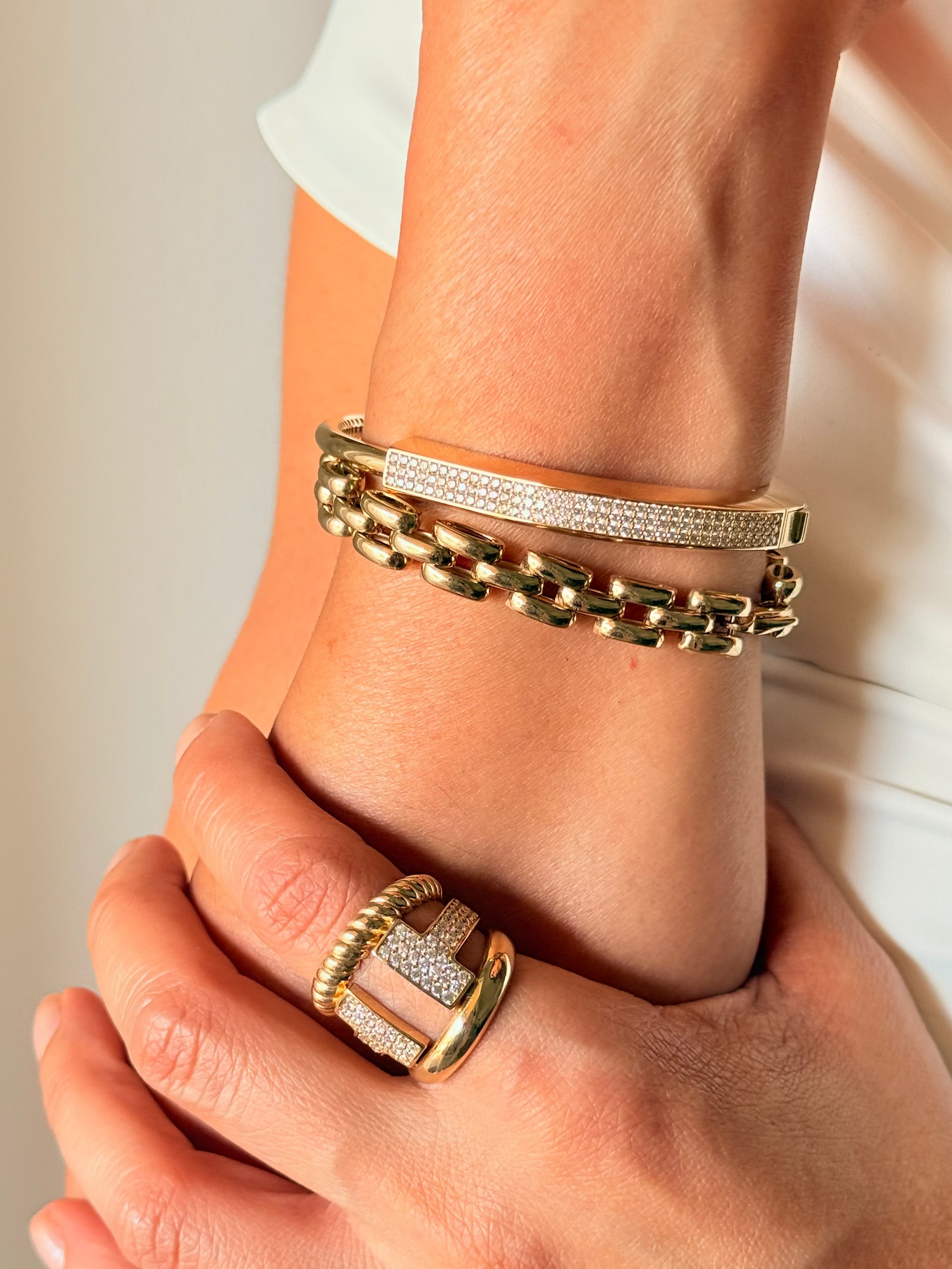 Panther Link Bracelet 17cm 14k 8mmD