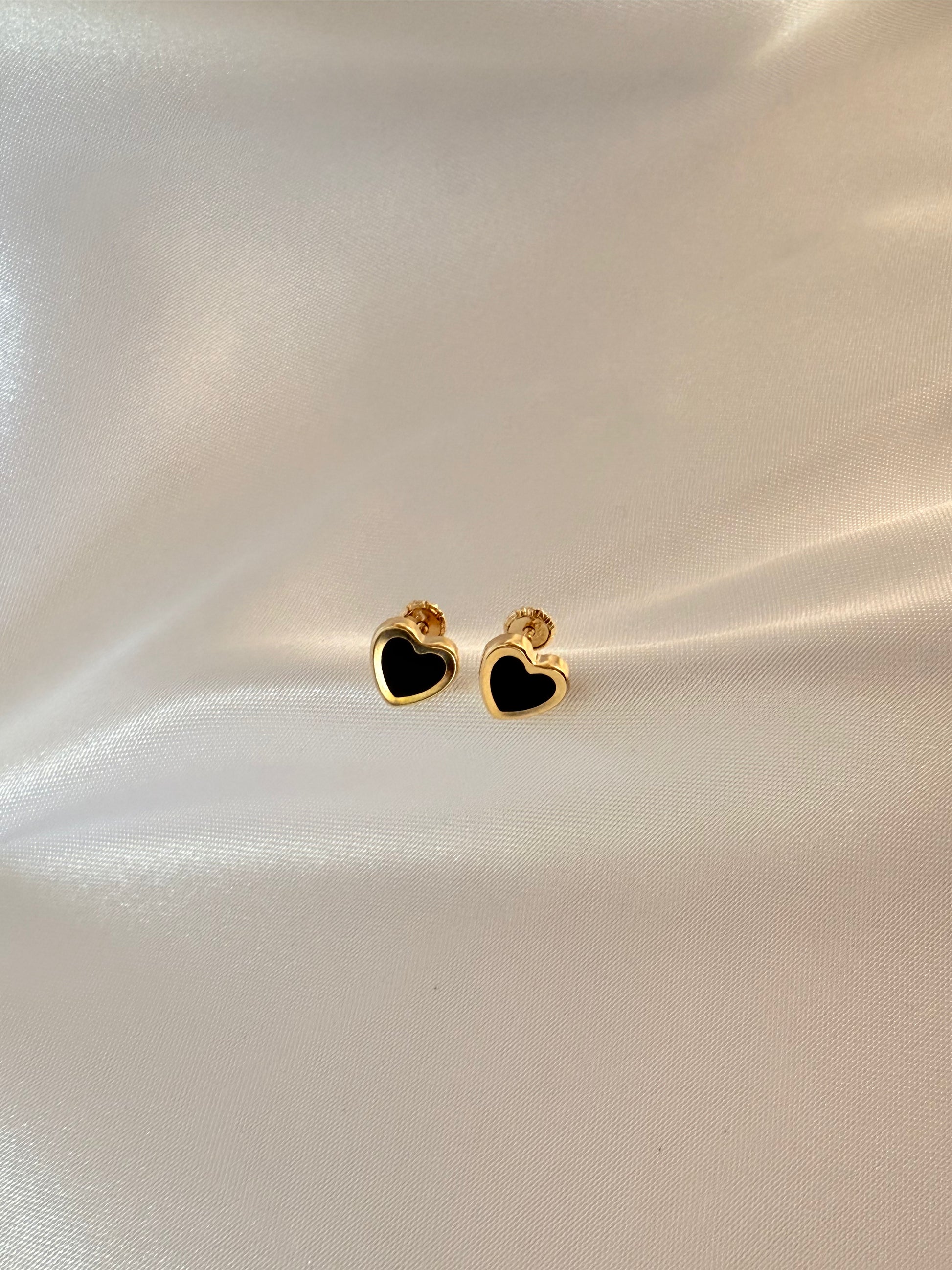 Enameled Heart blue Stud 14K