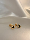 Enameled Heart Stud 14K black