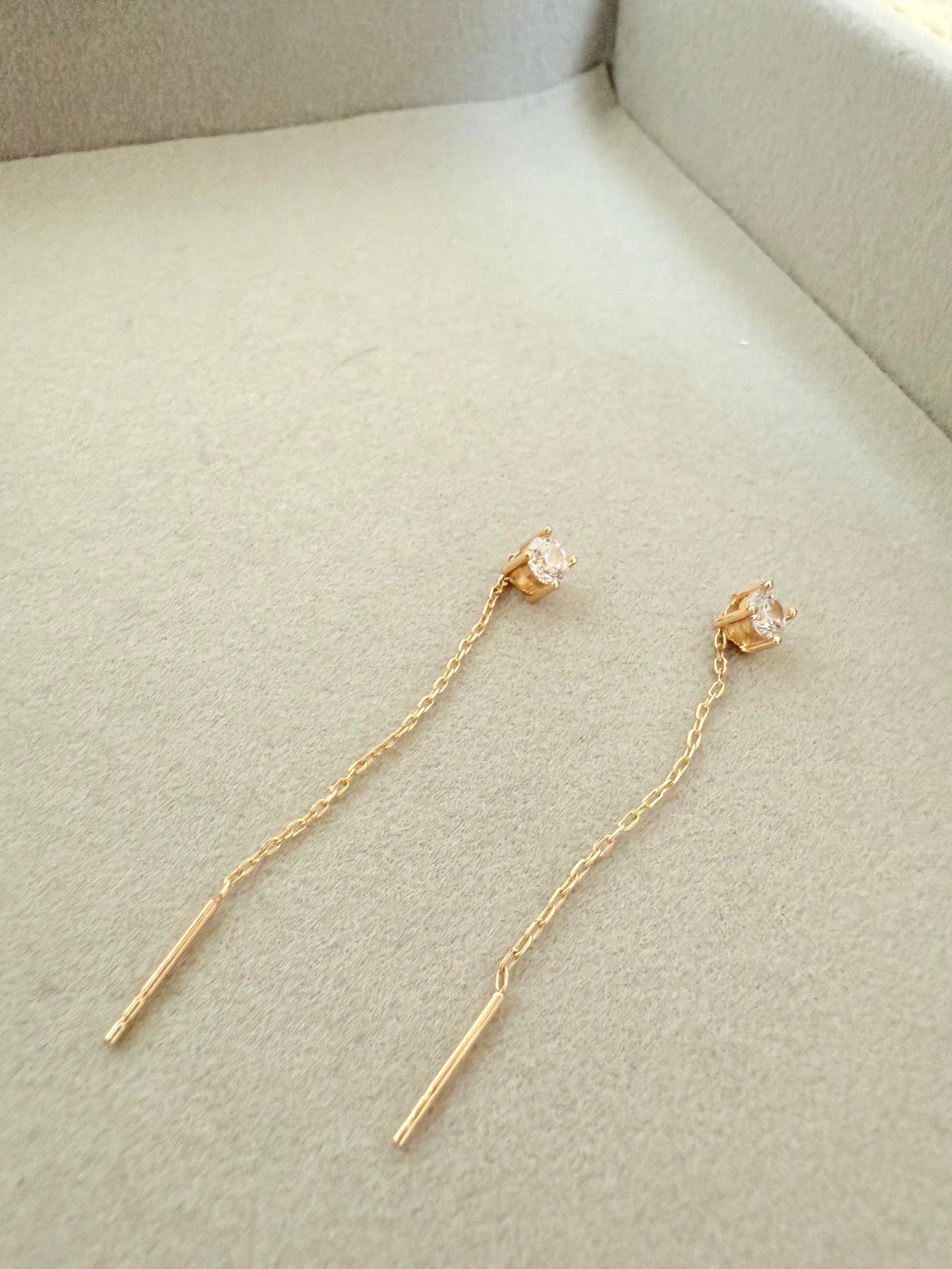 zircon tassel Earring 14k