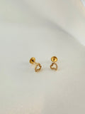 Zirconia Hearts Stud 18K