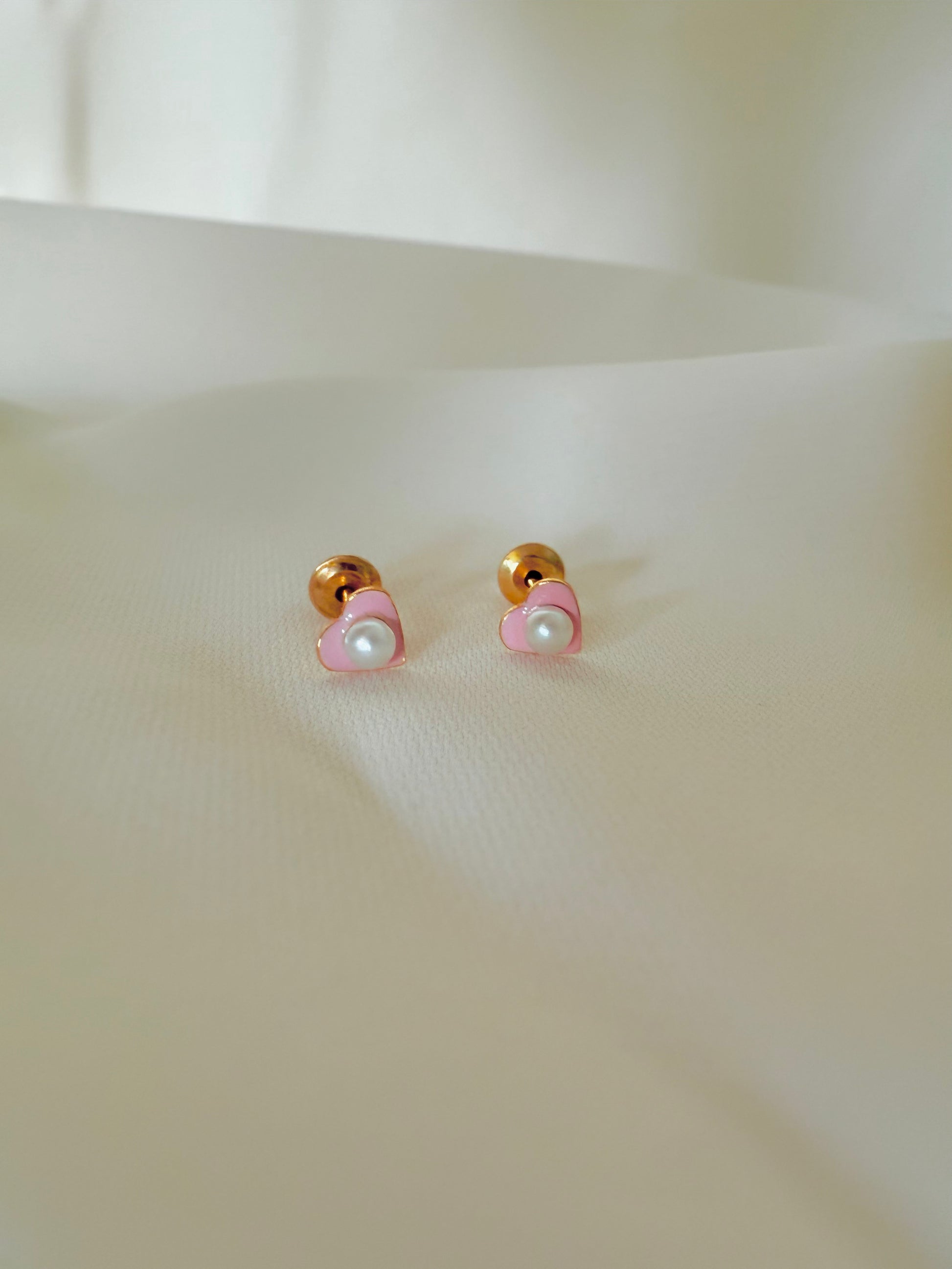 Pink heart and Pearl 18K