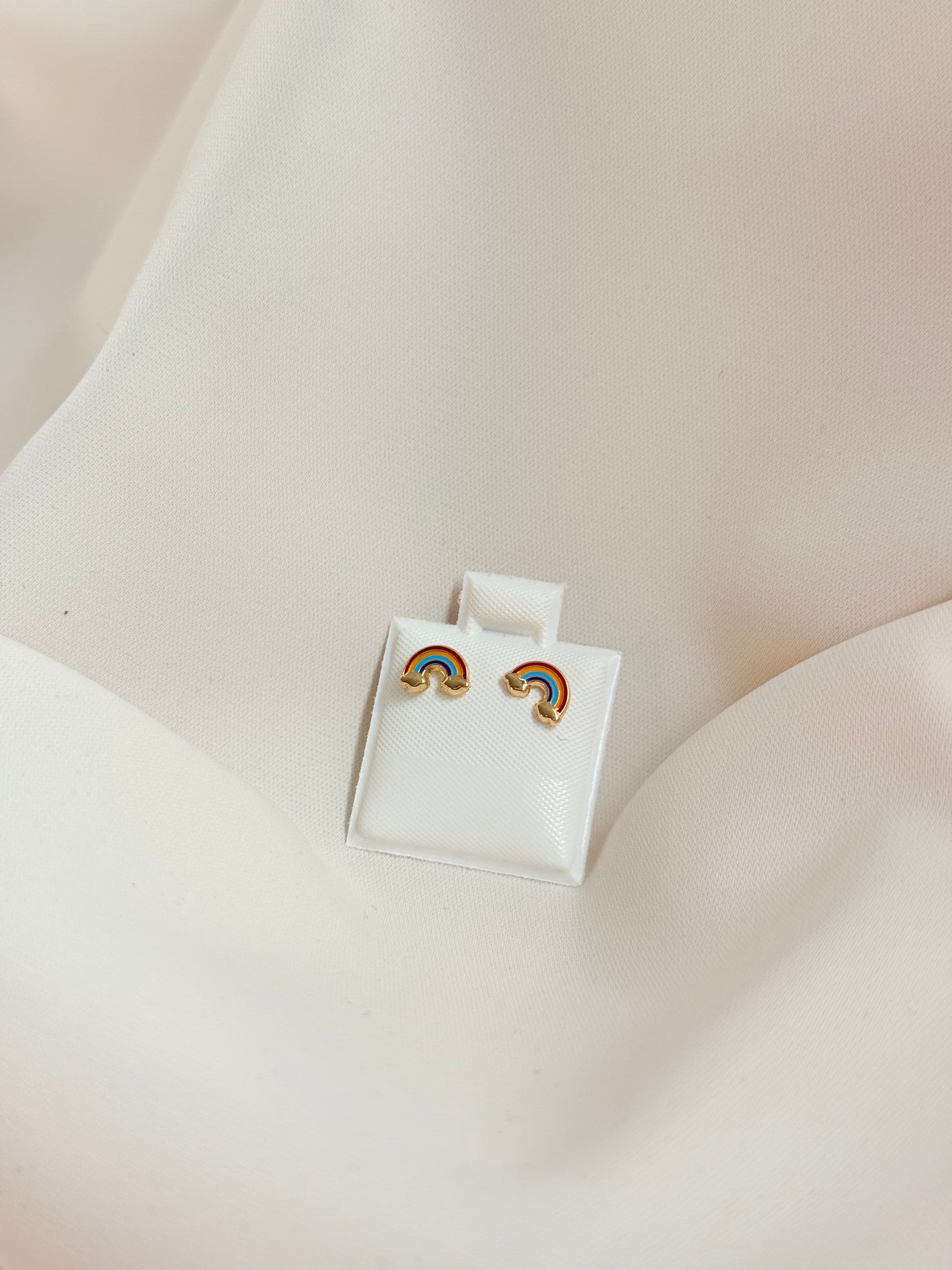 Rainbow stud Earrings 18K