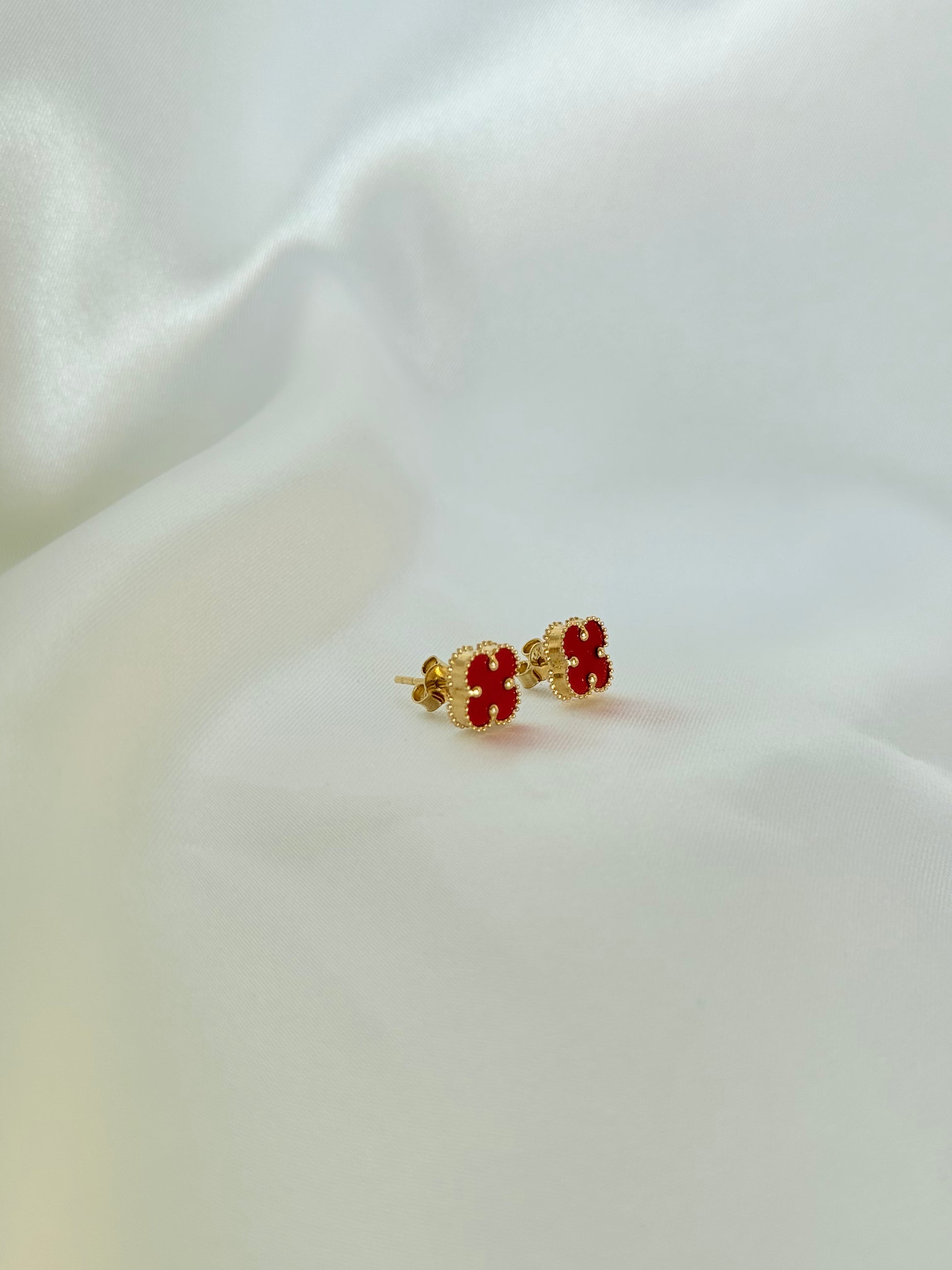 Red Flower Stud 14K