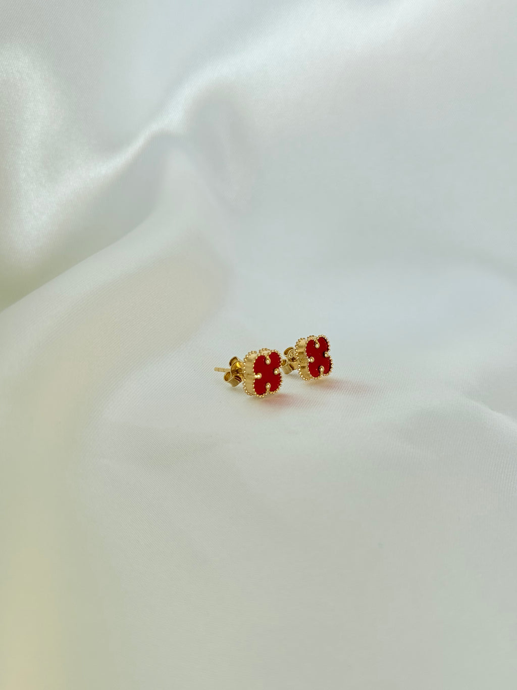 Red Flower Stud 14K