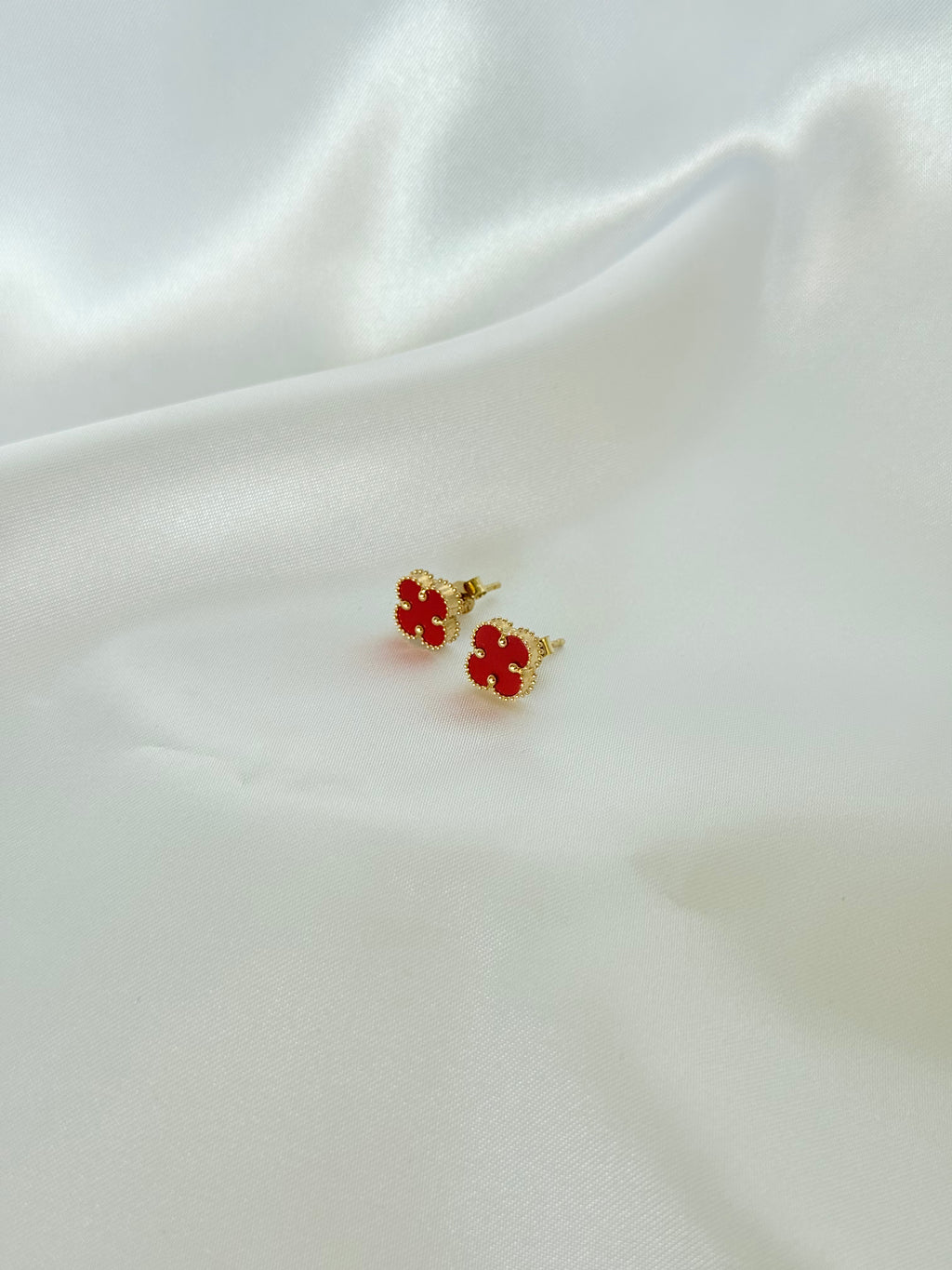 Red Flower Stud 14K
