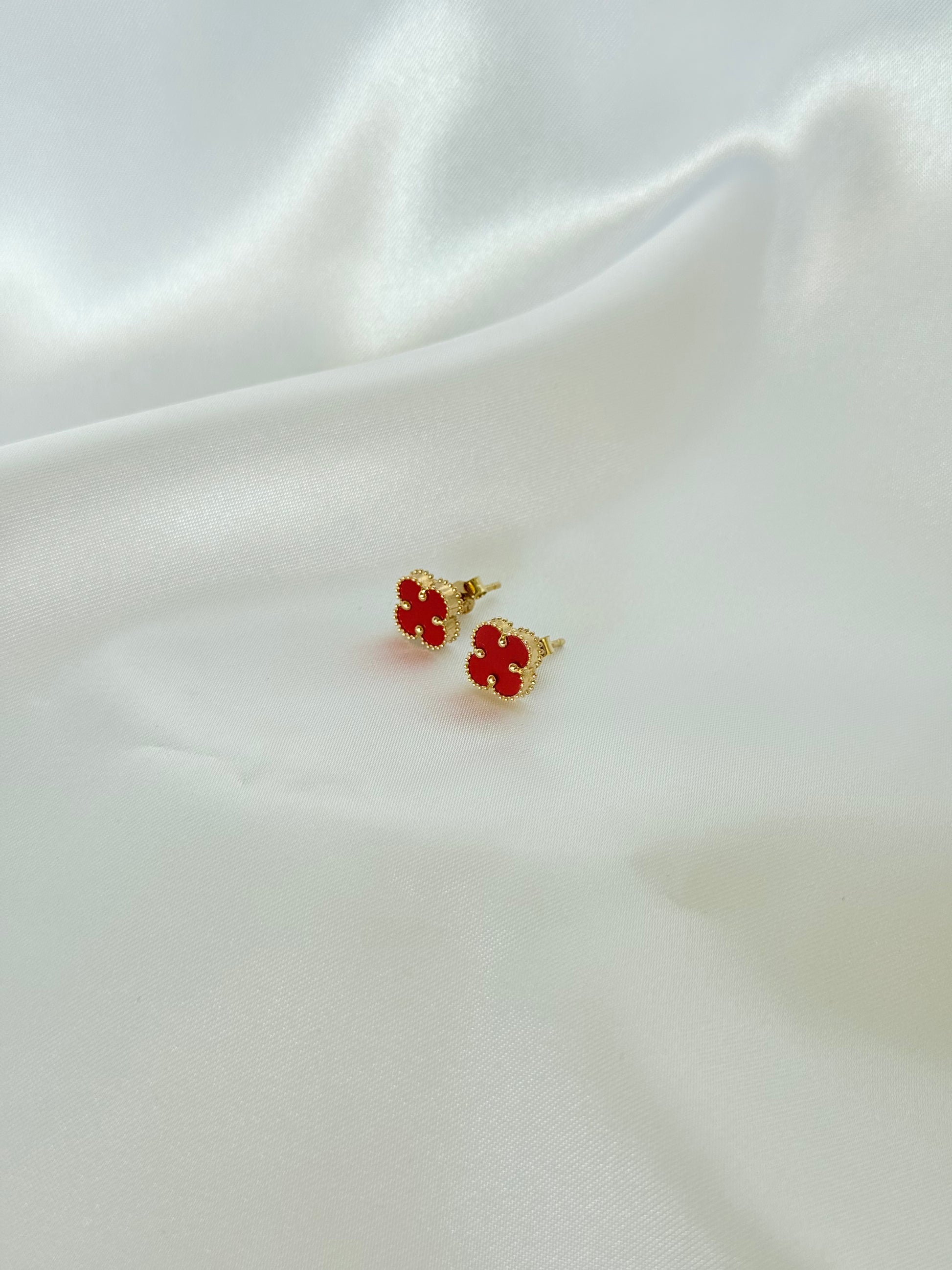 Red Flower Stud 14K