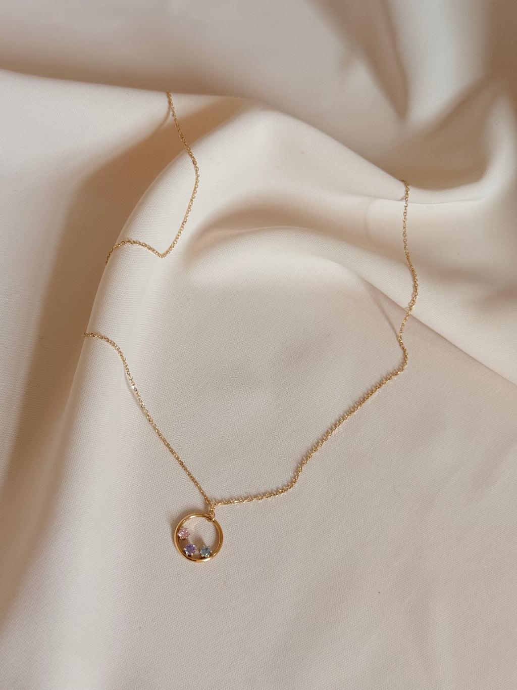 Zirconia hoop necklace 45cm Adjustable 18K