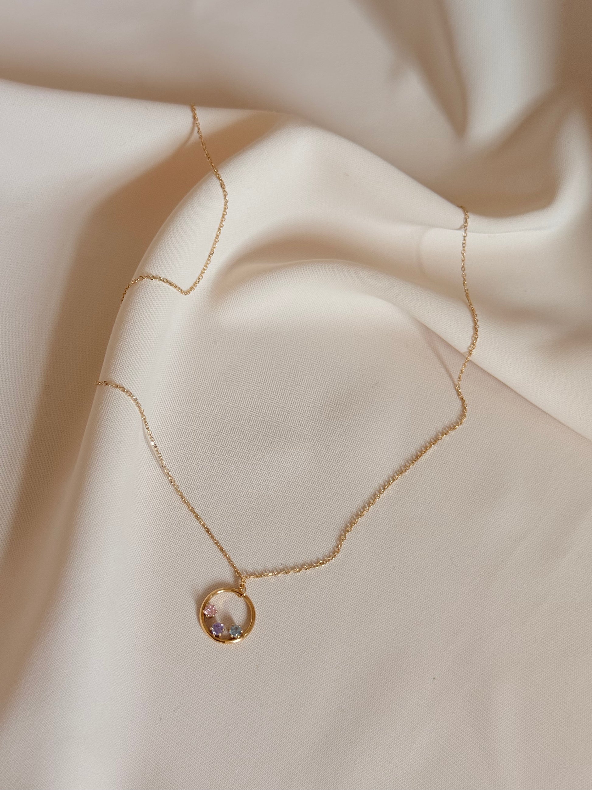 Zirconia hoop necklace 45cm Adjustable 18K