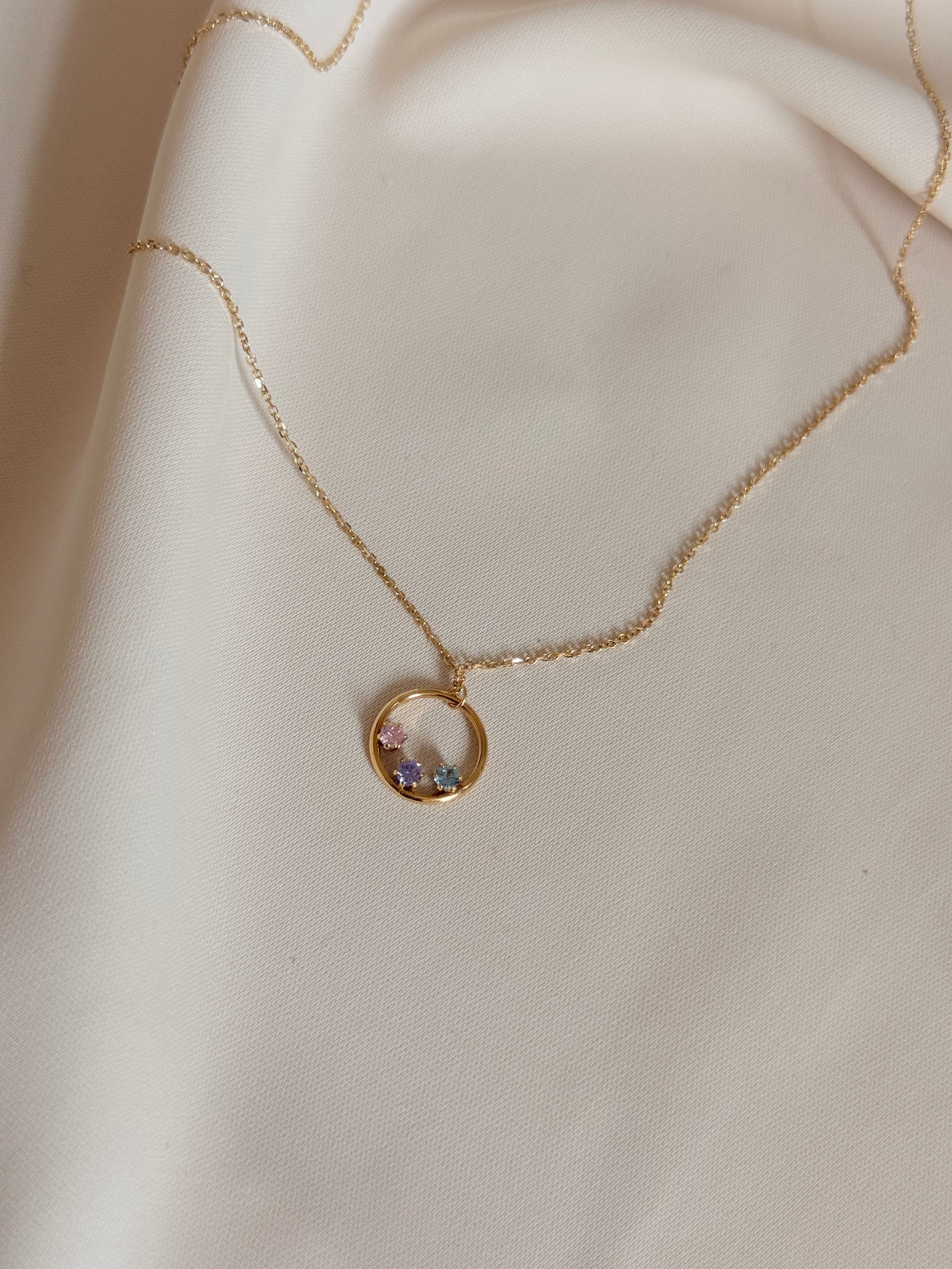 Zirconia hoop necklace 45cm Adjustable 18K