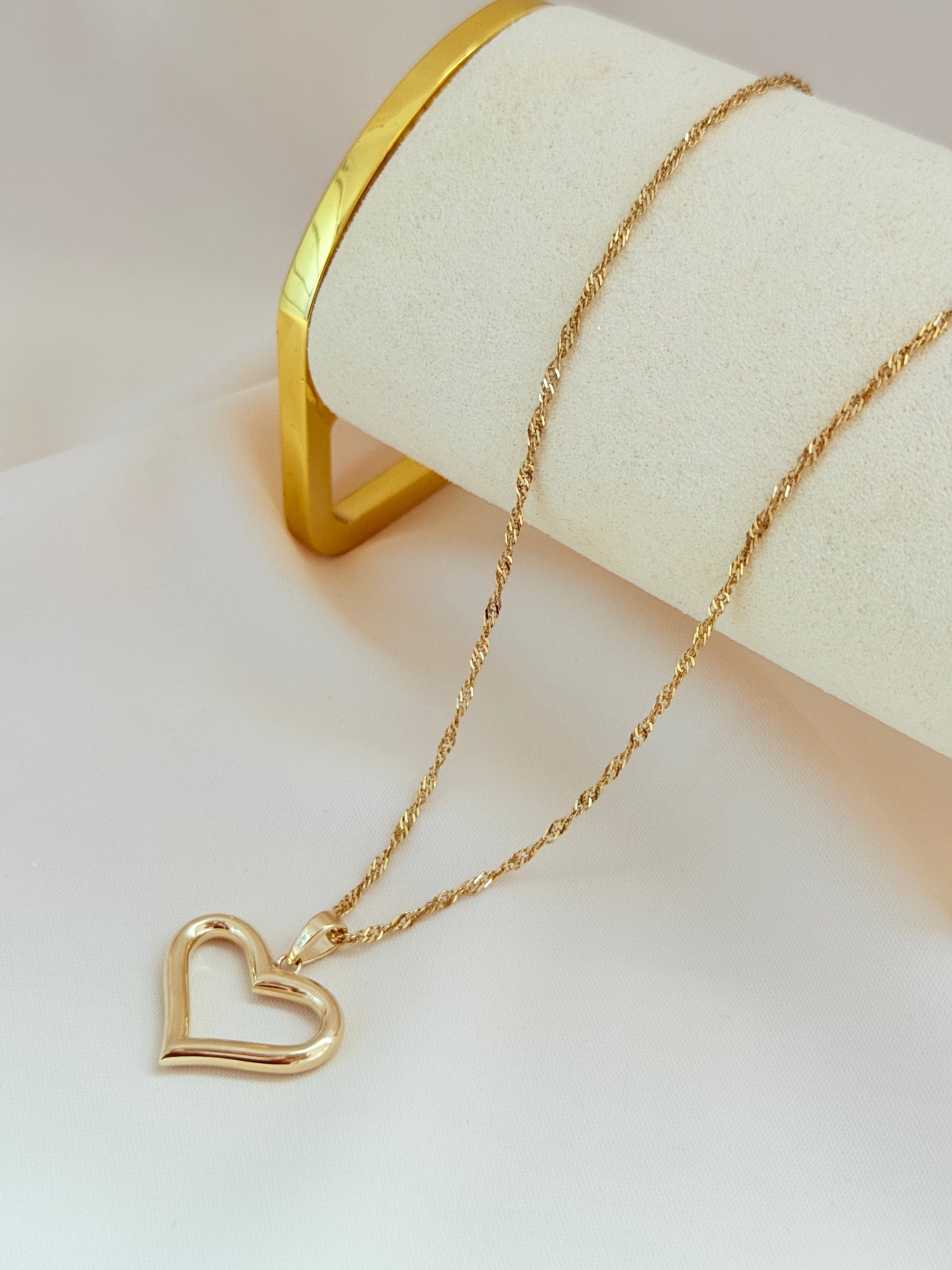 Necklace Rope 45cm  & Heart 14k