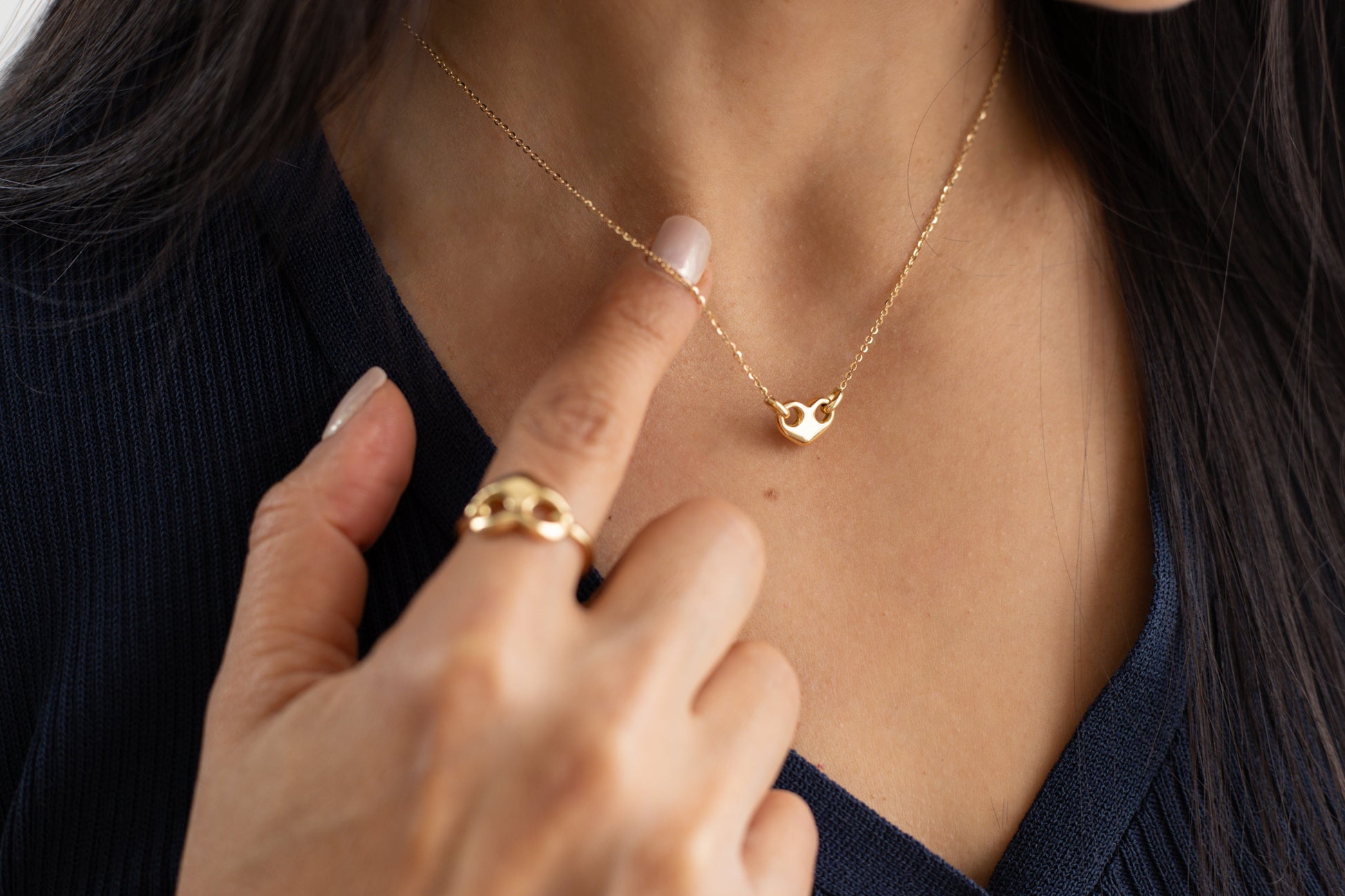 Heart Necklace 44cm adjustable 18K