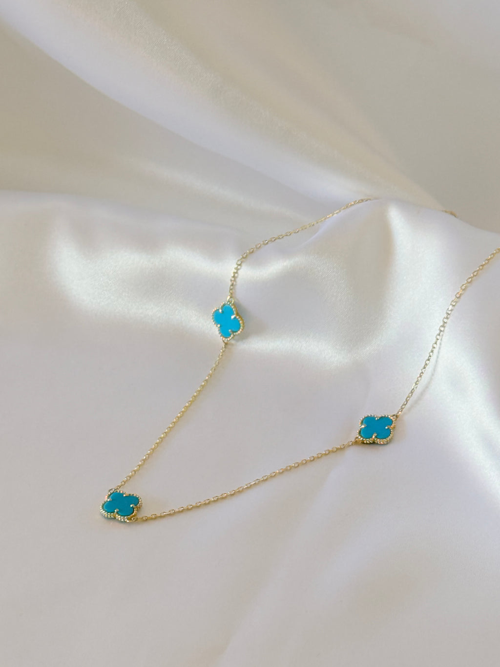 Special Turquoise Flower Necklace 14k