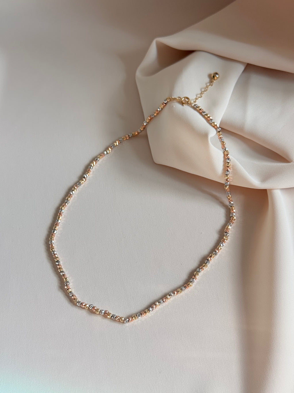 Tricolor Diamond effect Necklace 37cm 14K