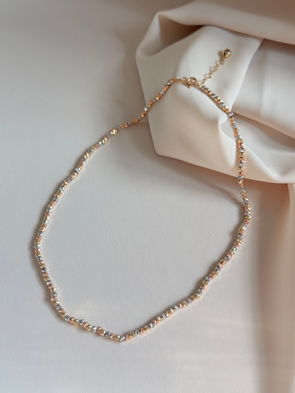 Tricolor Diamond effect Necklace 37cm 14K