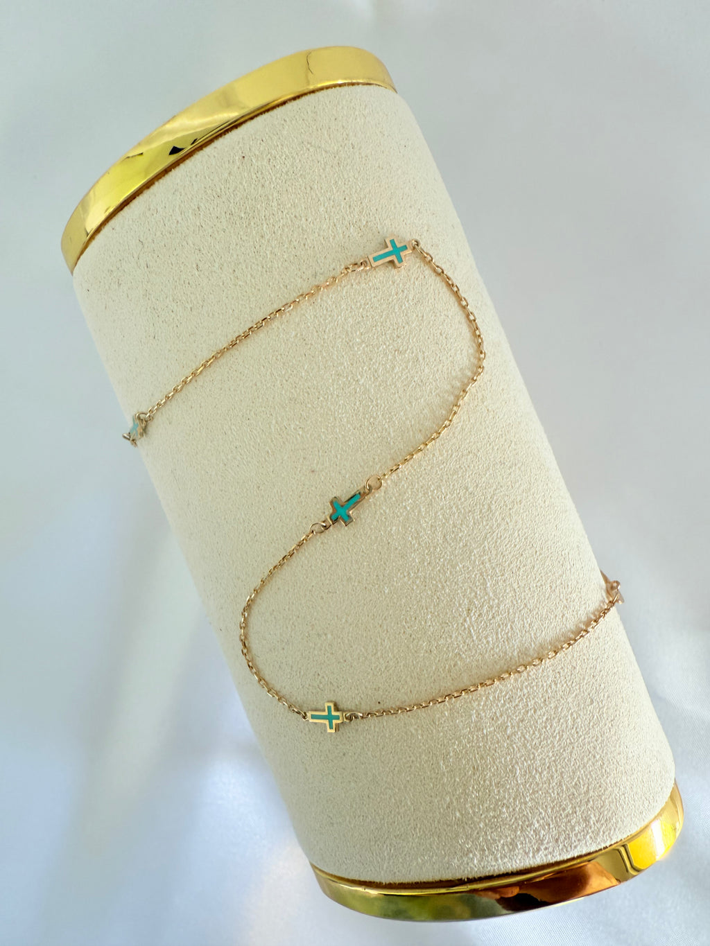 Mini Cross Anklet 14k