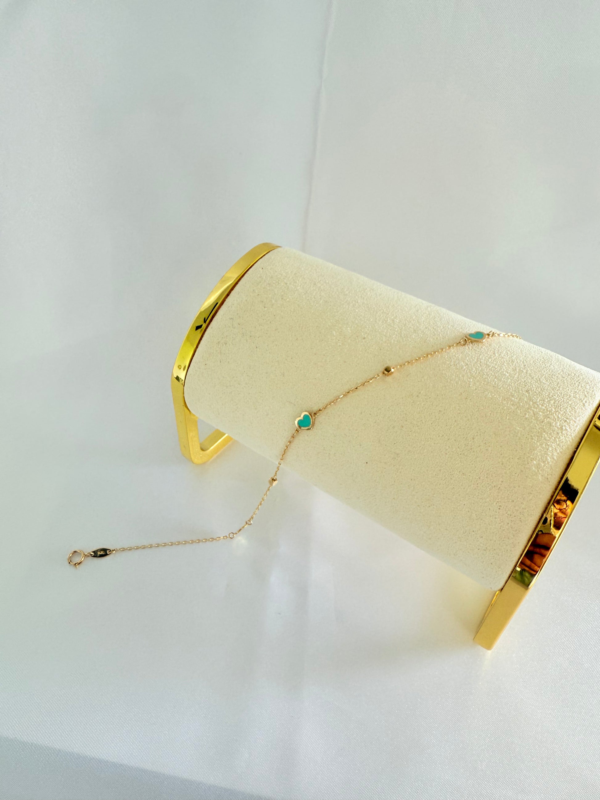 Turquoise mini heart Anklet 14k