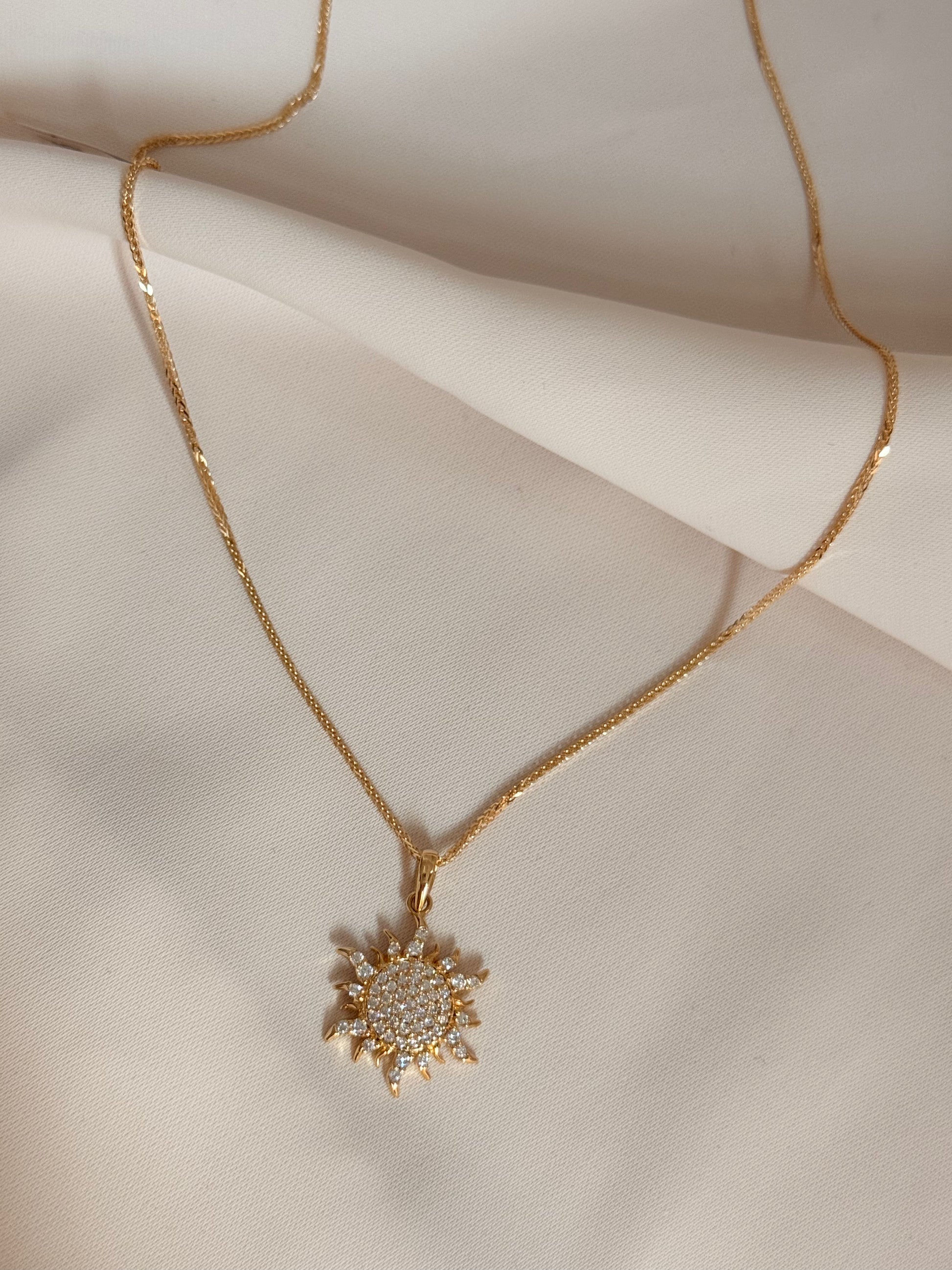 Zirconia Sun Necklace 45cm 18K